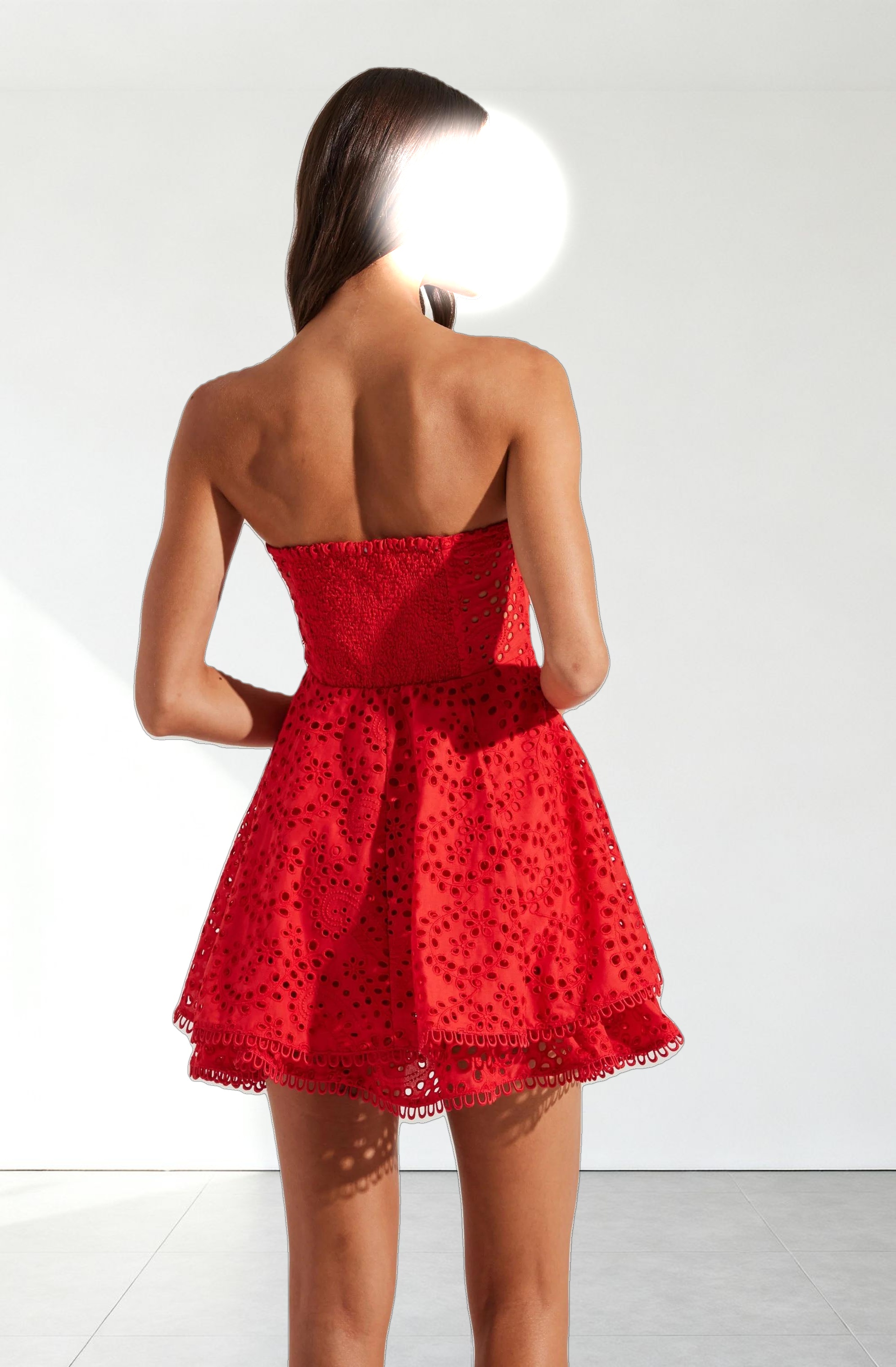 Deasia Strapless Eyelet Mini Dress