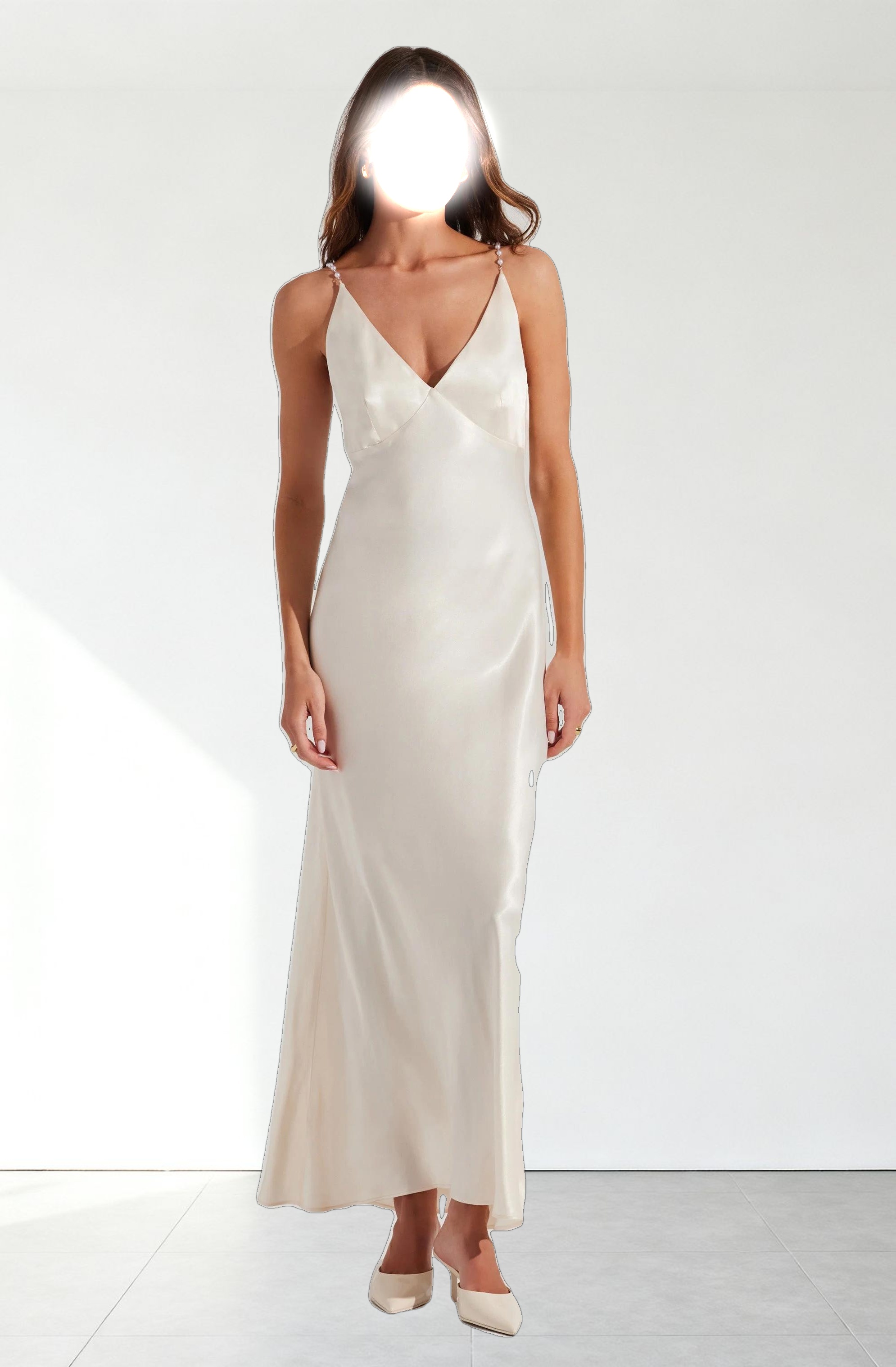 Maxime Pearl Straps Maxi Dress