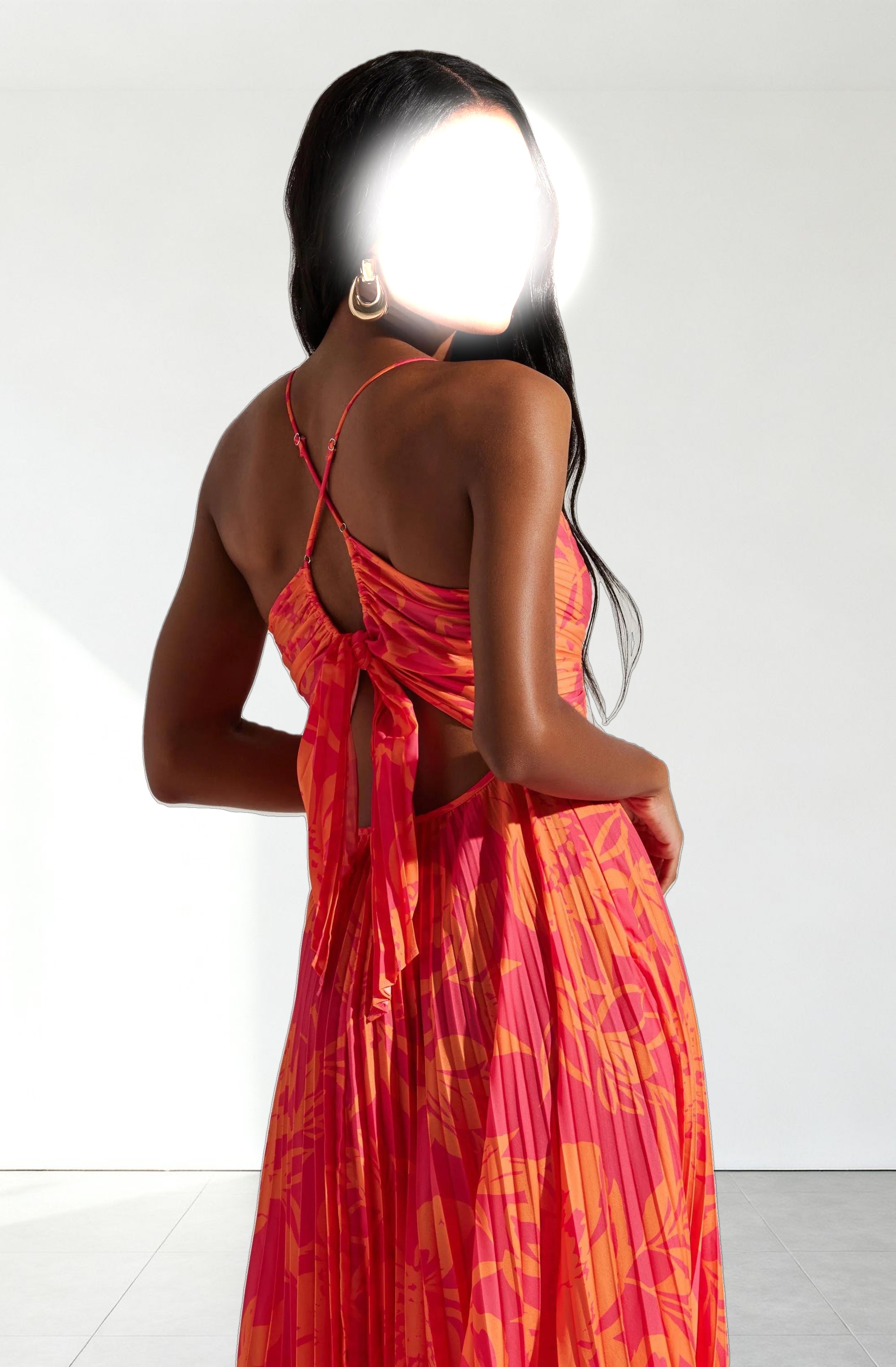 Blythe Floral Plisse Midi Dress