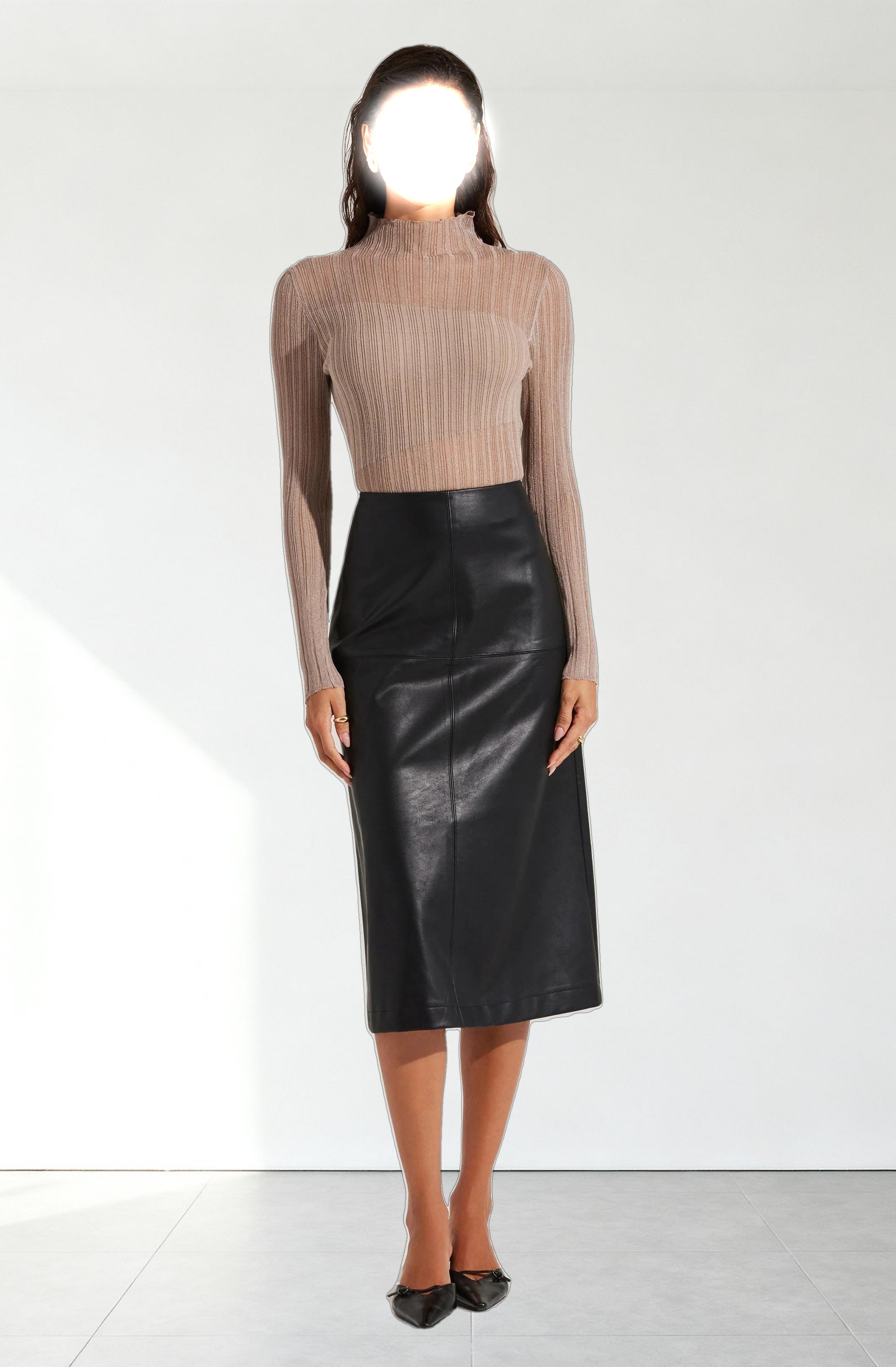 Mock Neck Mesh Contrast Top