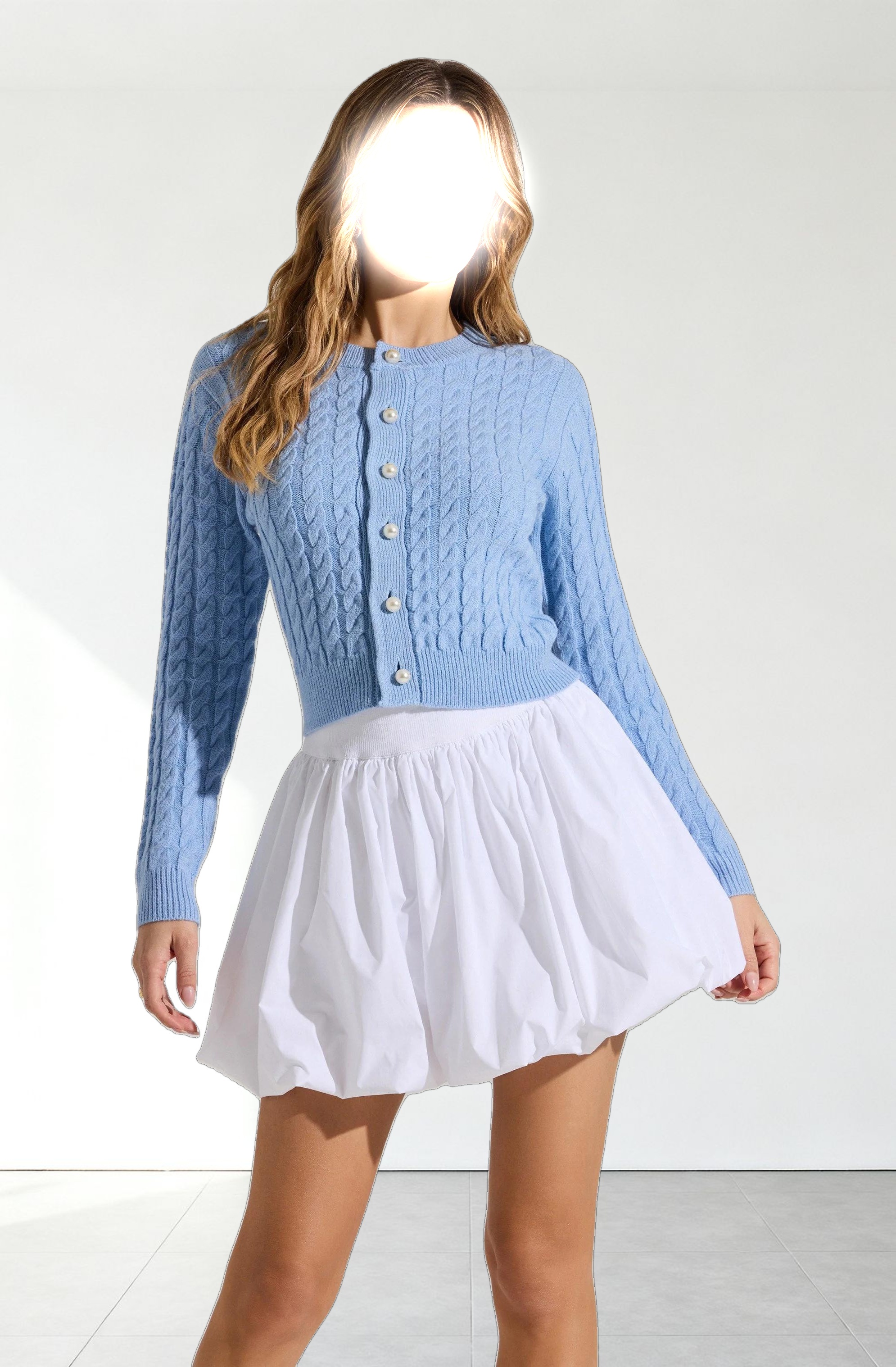 Pearl Button Cable Knit Cardigan