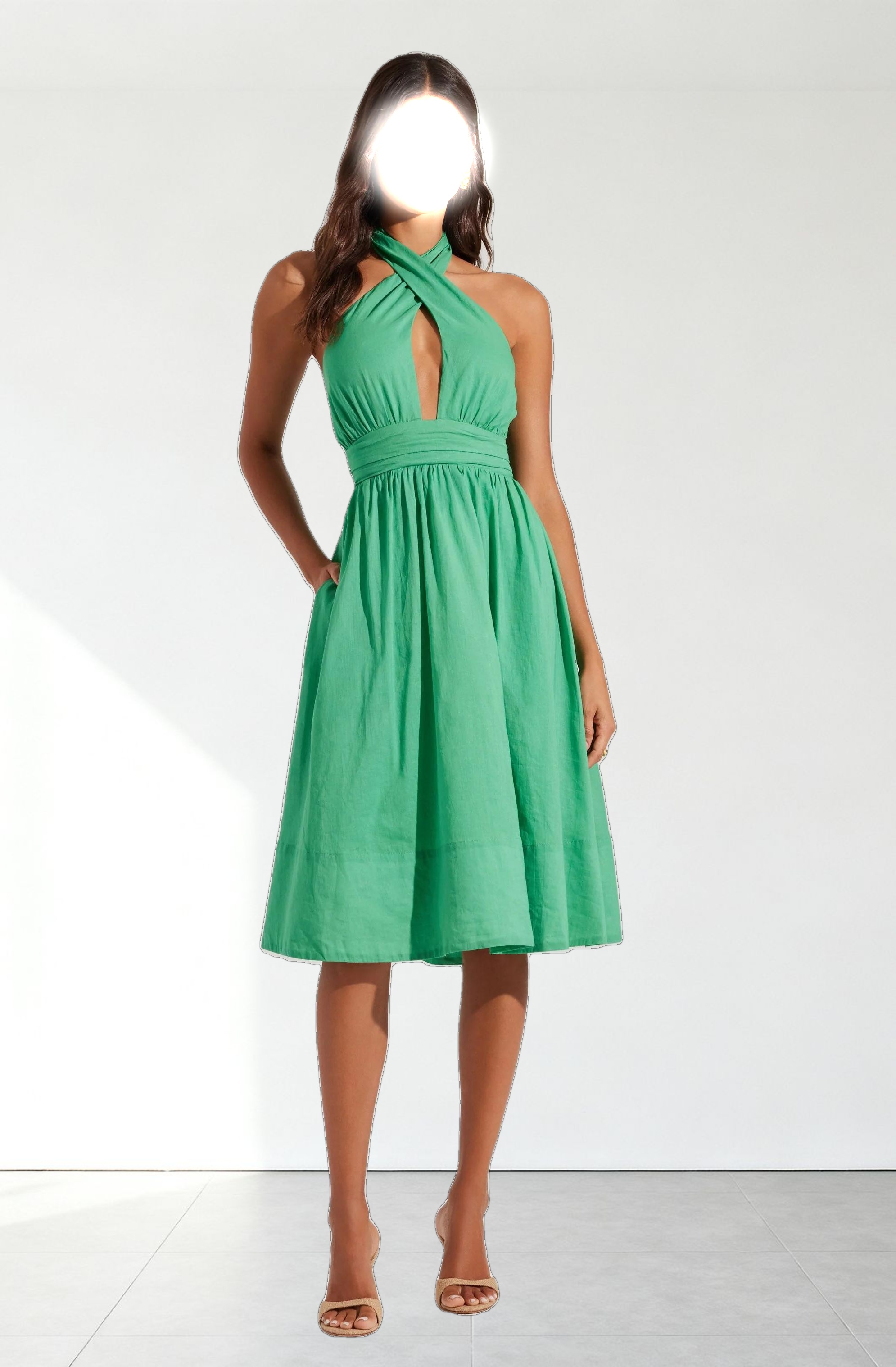 Kalia Crossover Halter Mini Dress