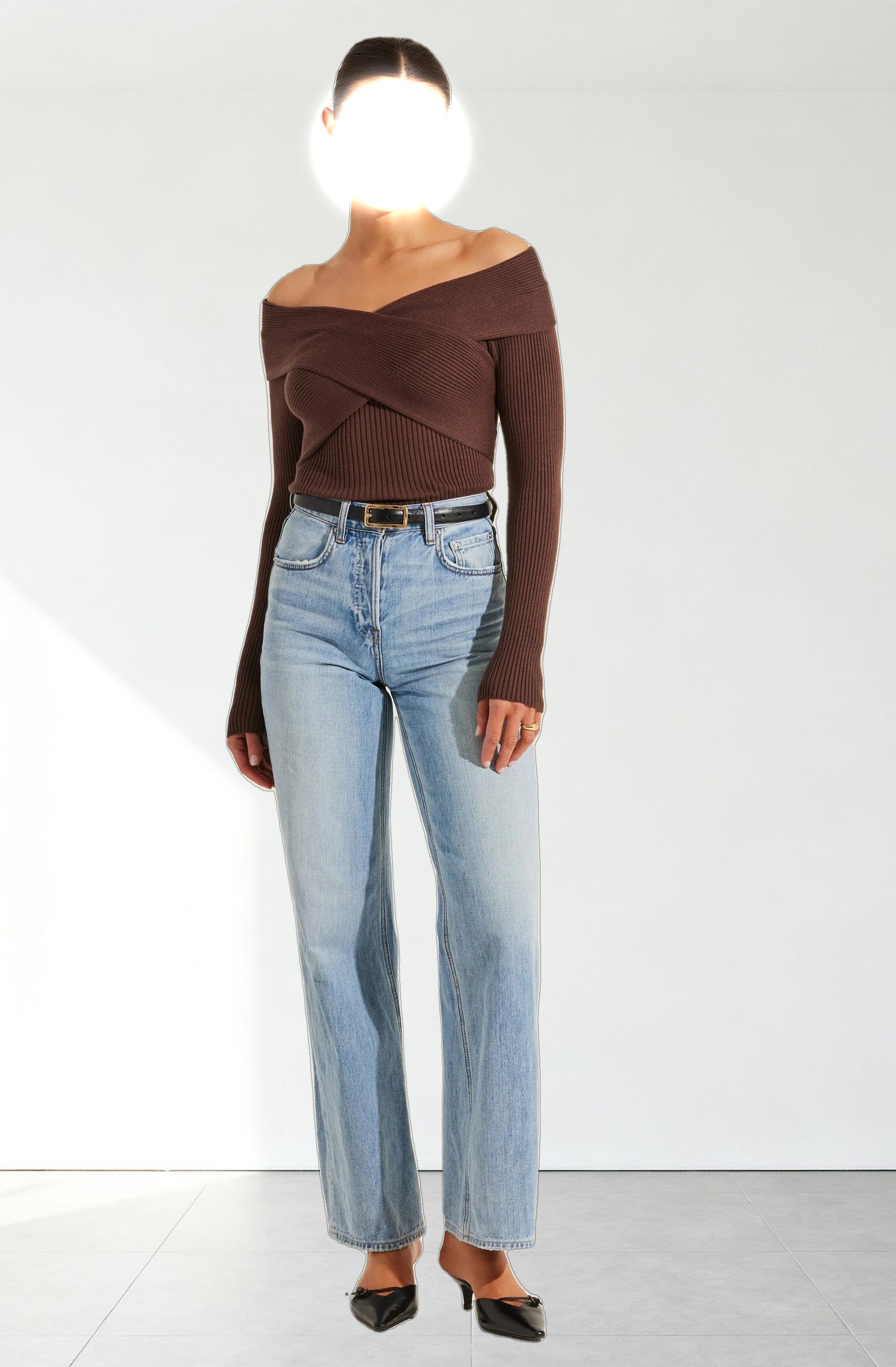 Off Shoulder Crossover Sweater