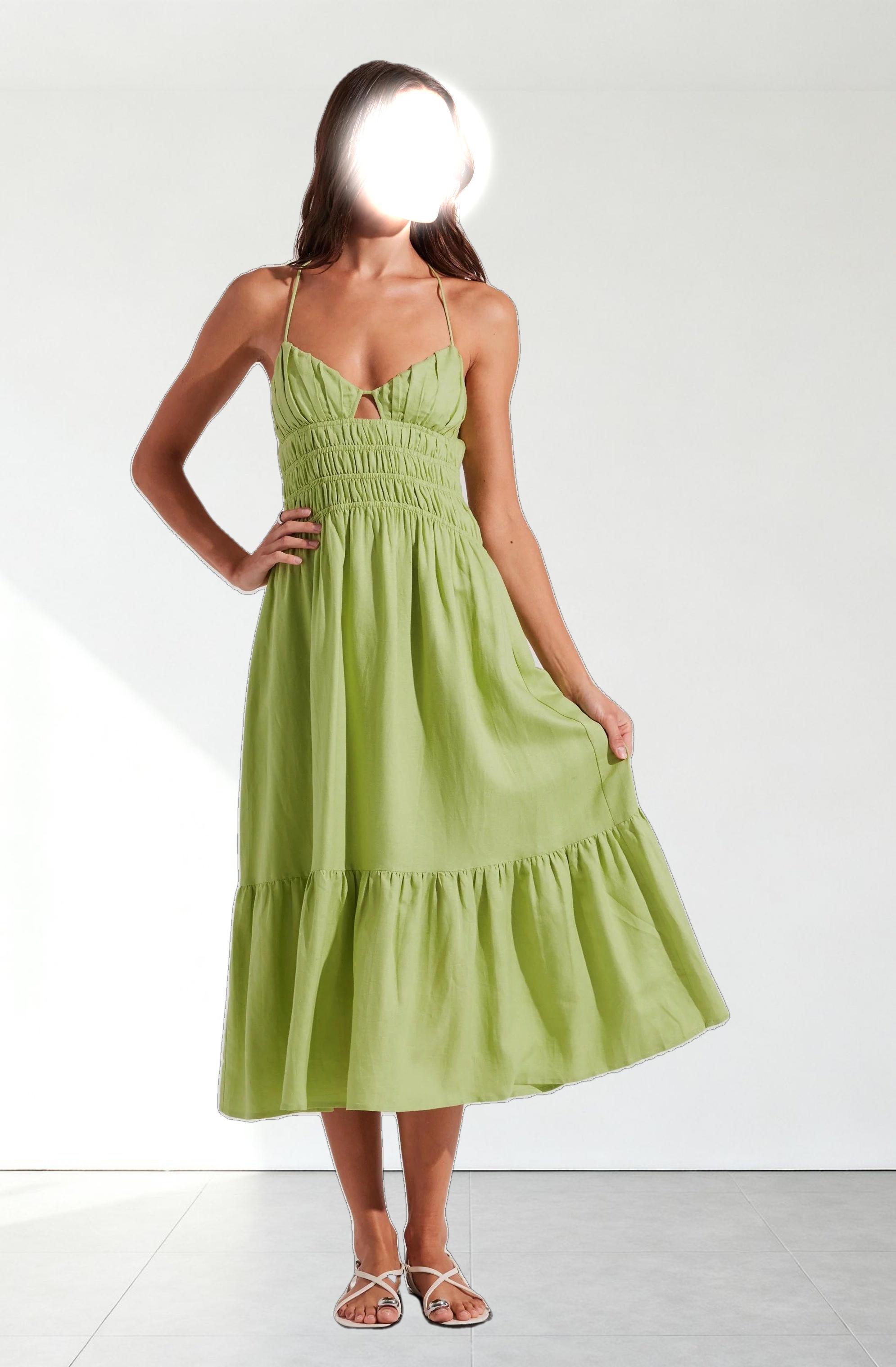 Eleni Linen-Blend Midi Dress