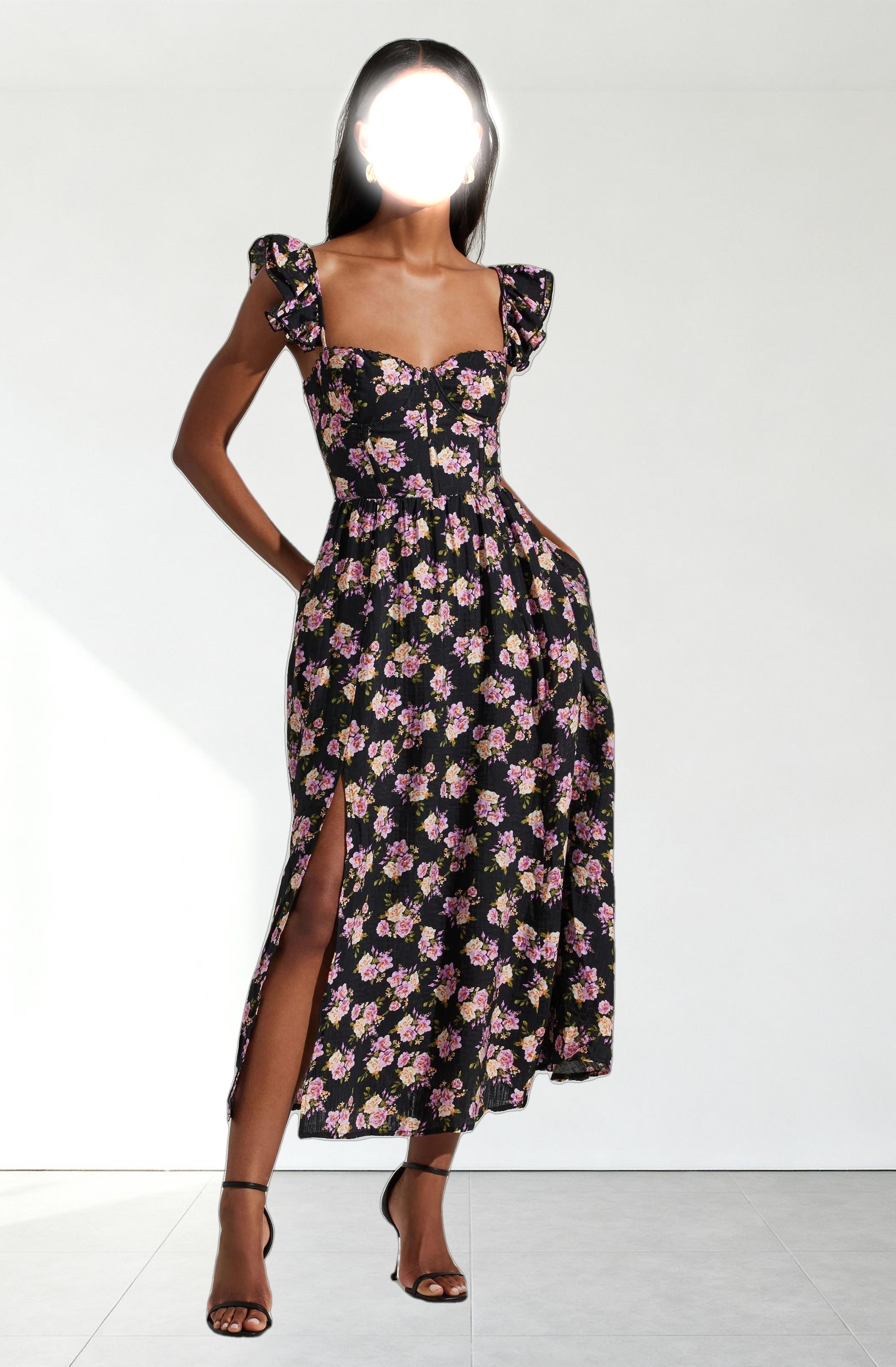 Wedelia Floral Bustier Midi Dress