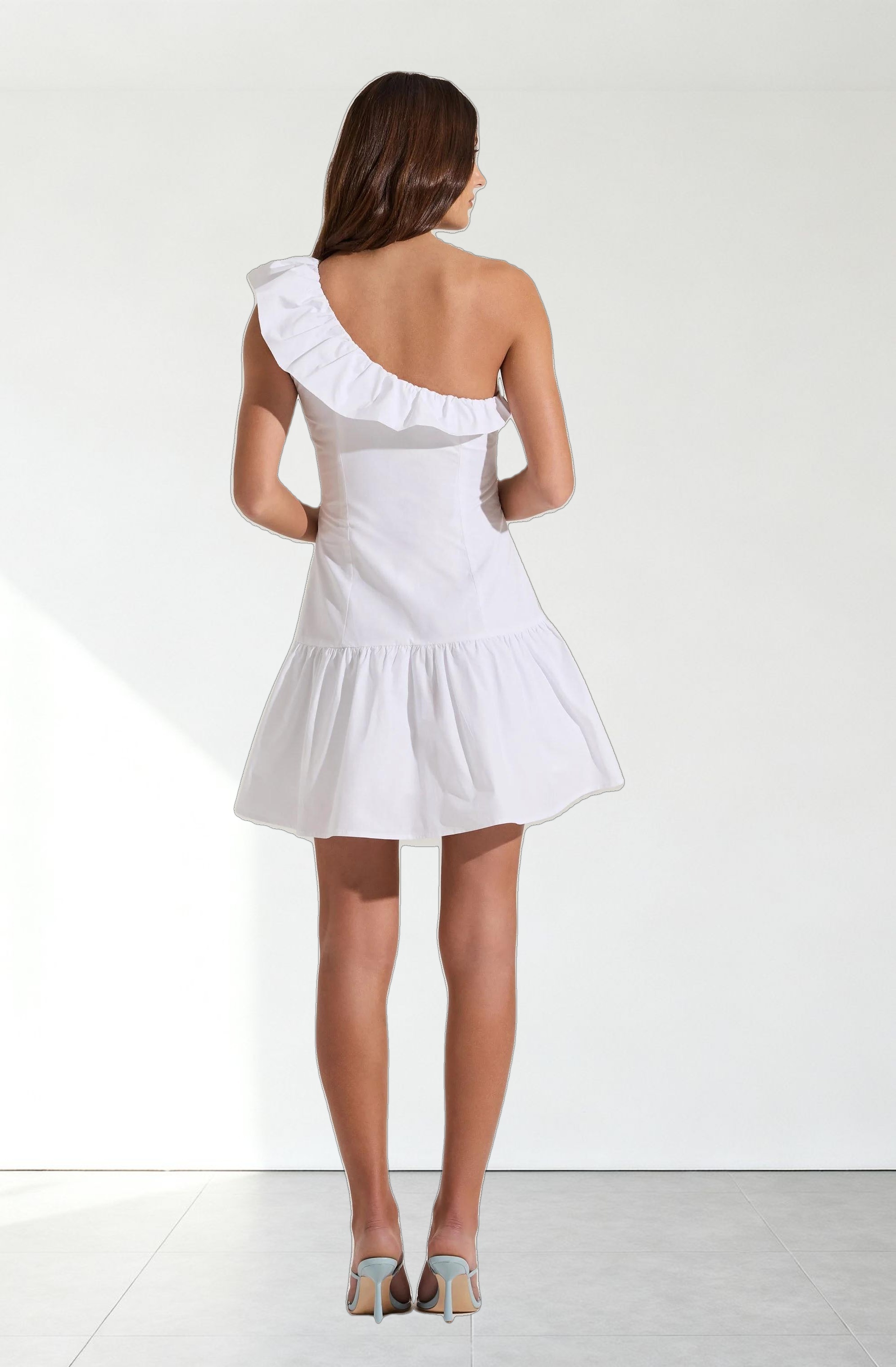 One Shoulder Ruffle Mini Dress