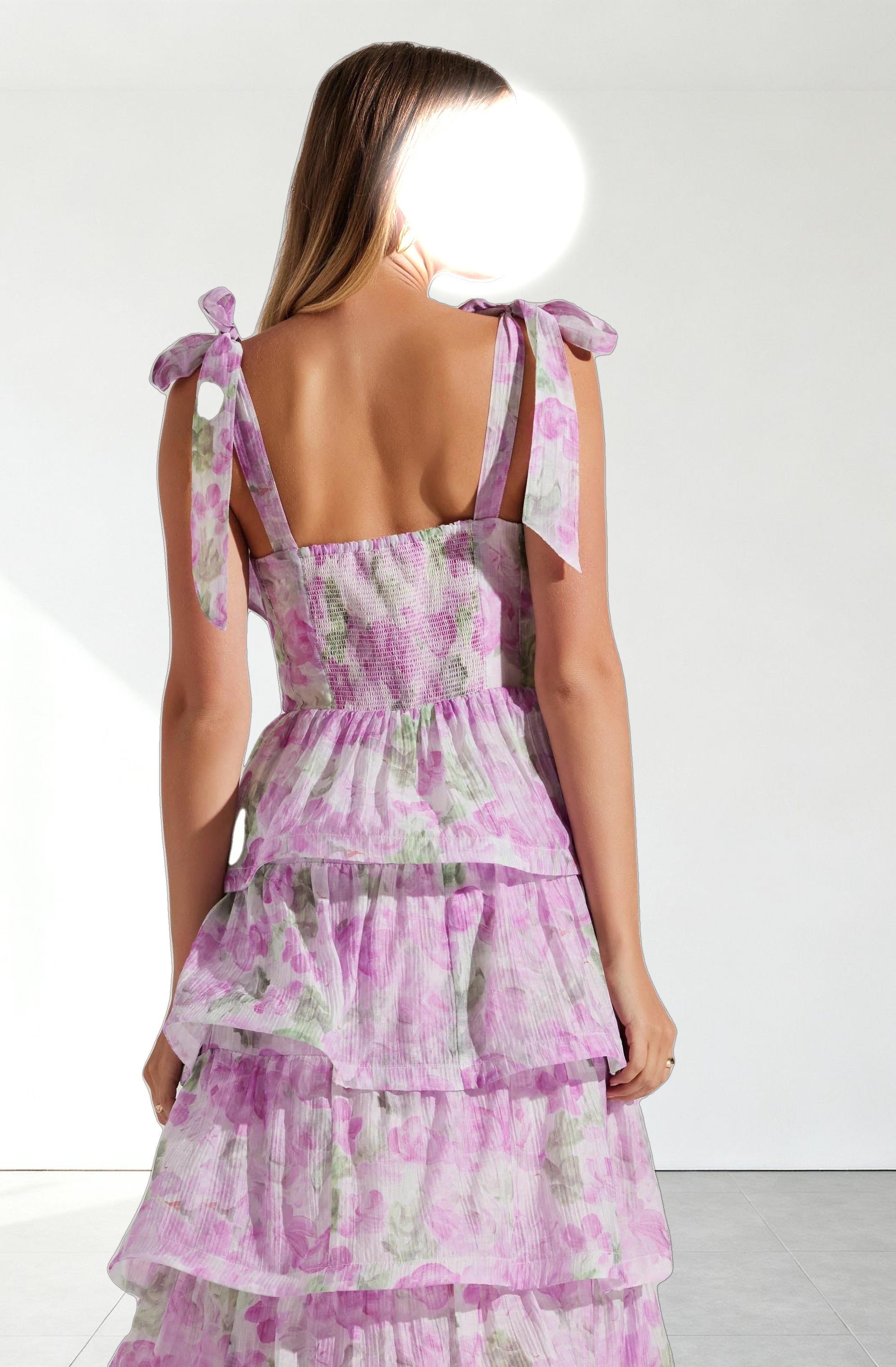 Zirconia Tie Strap Tiered Dress