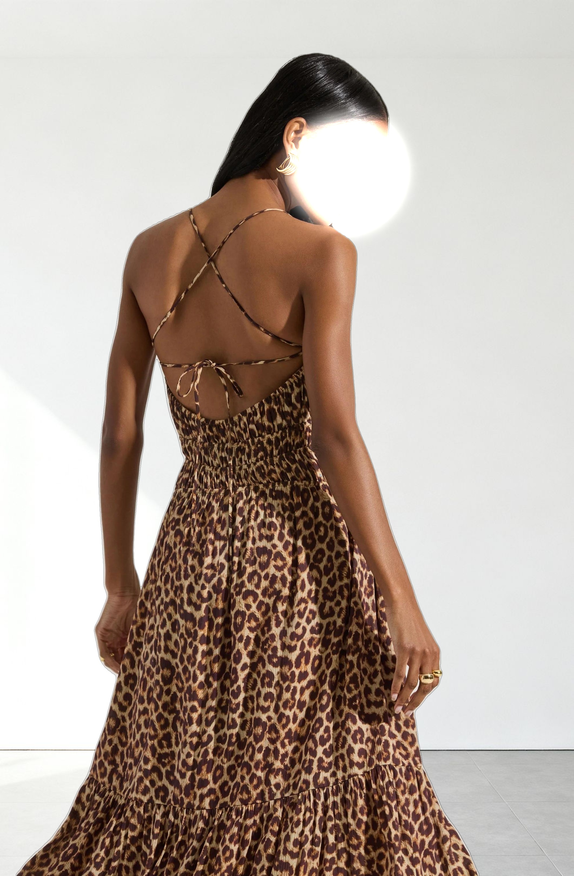 Eleni Leopard Print Midi Dress