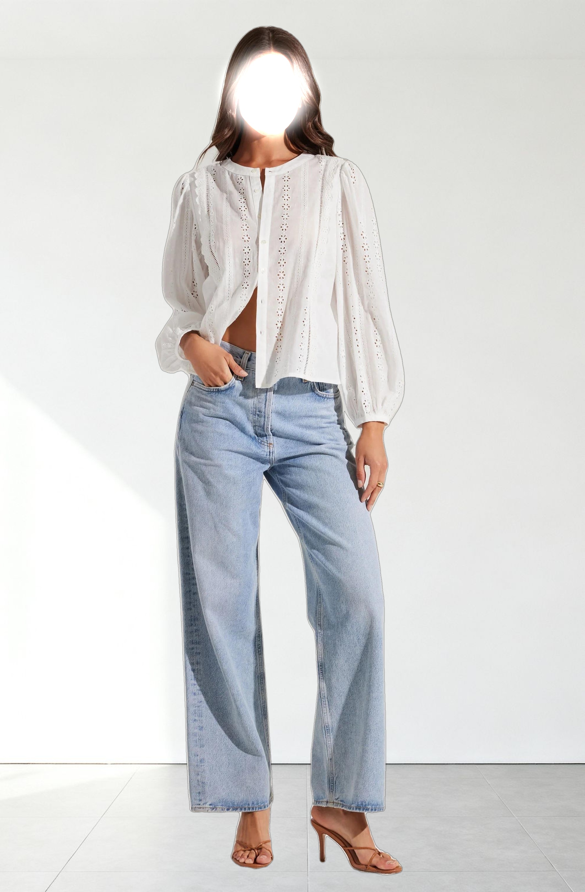 Aneska Broderie Button Up Top