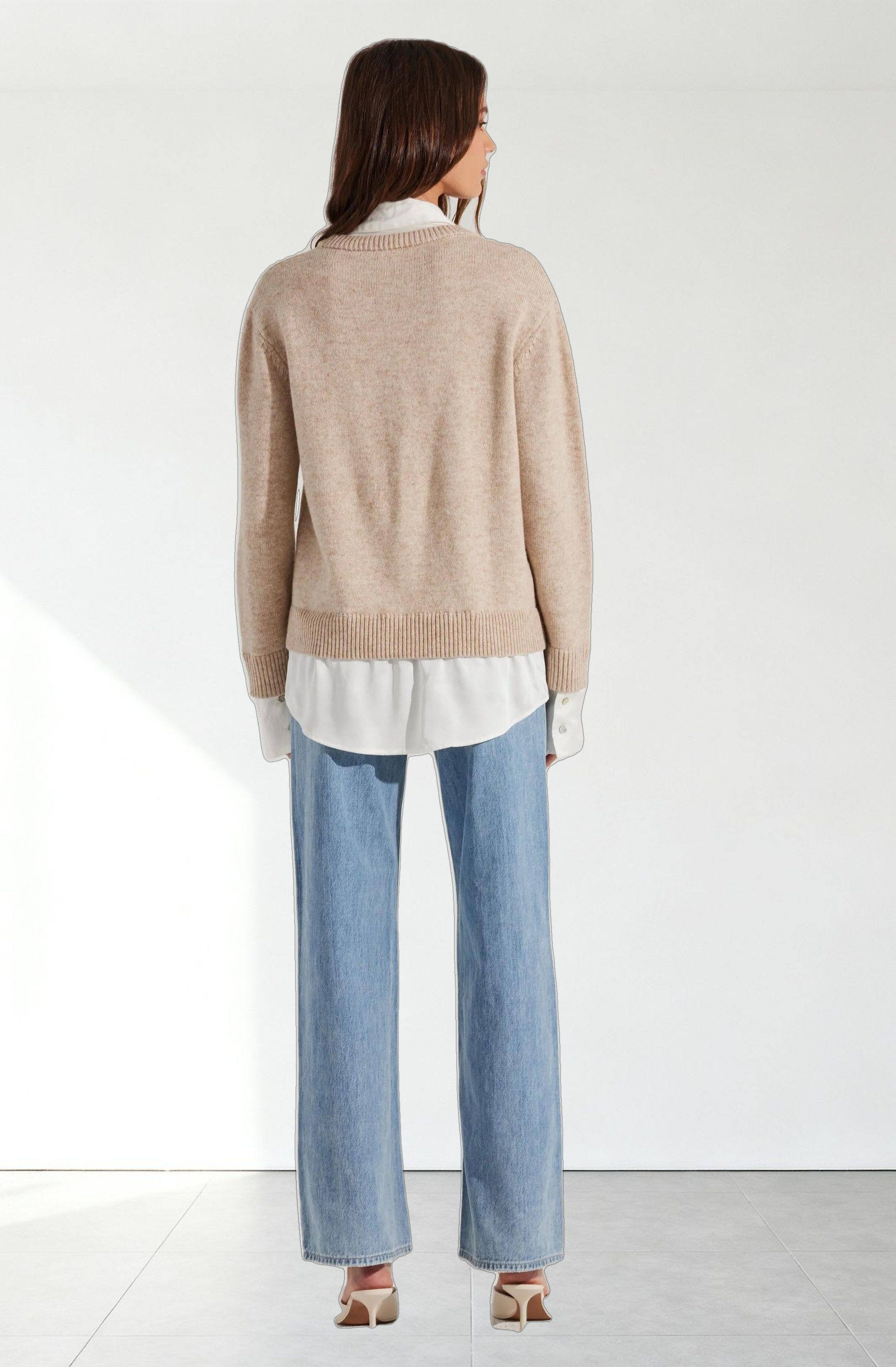 Jianna Mixed Media Layered Sweater