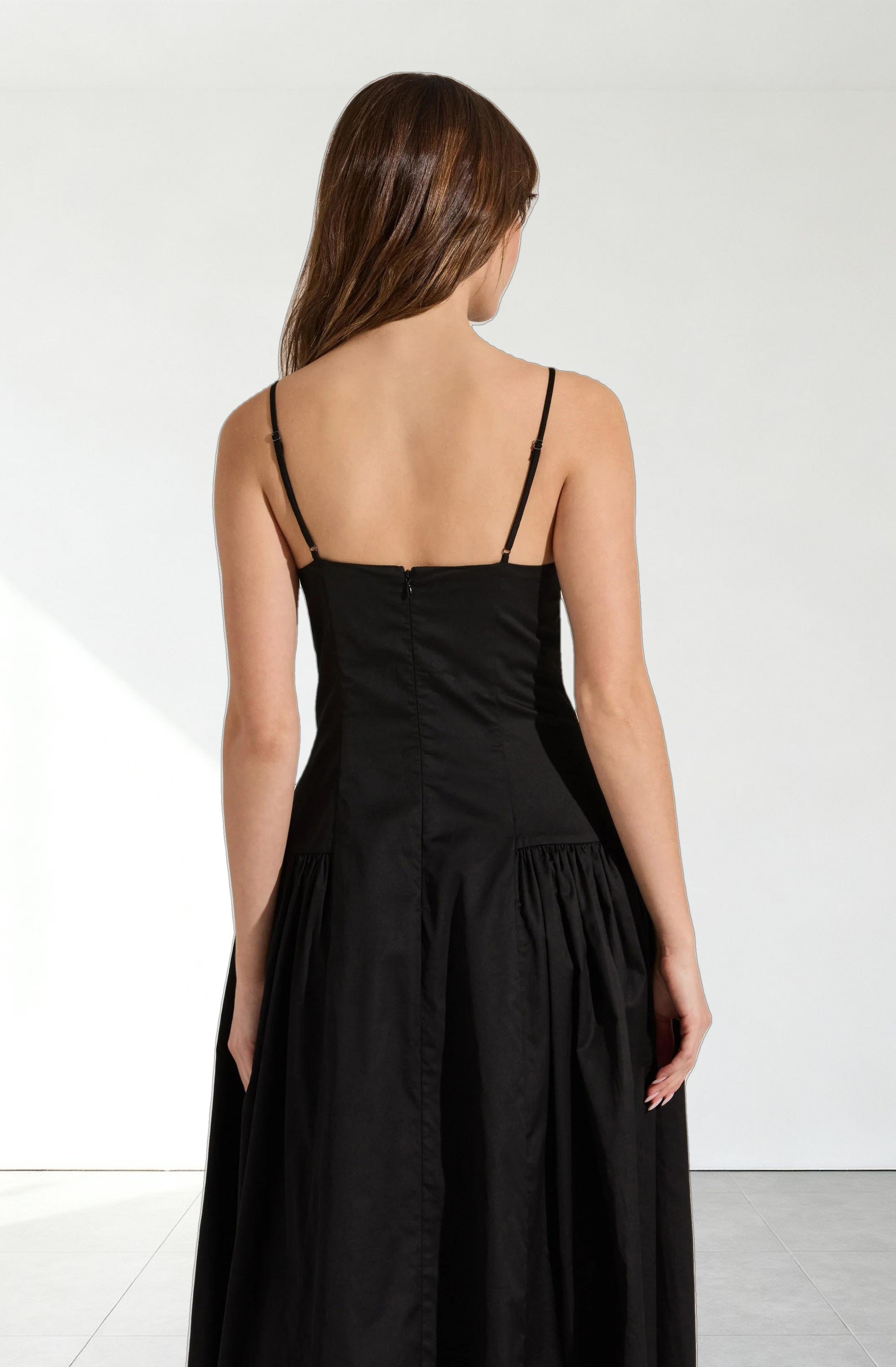 High Square Neck Midi Dress