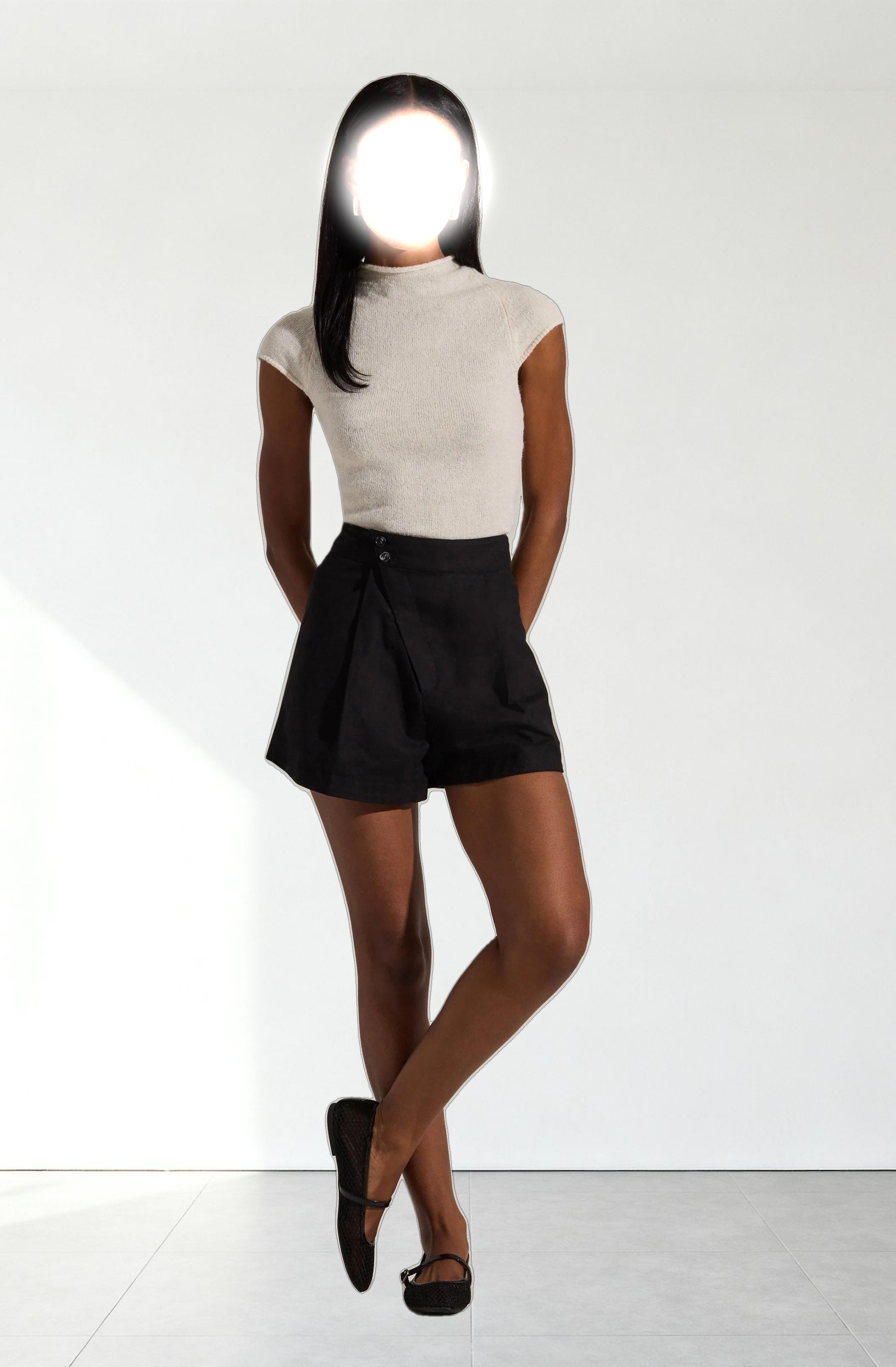 Asymmetric Linen Shorts