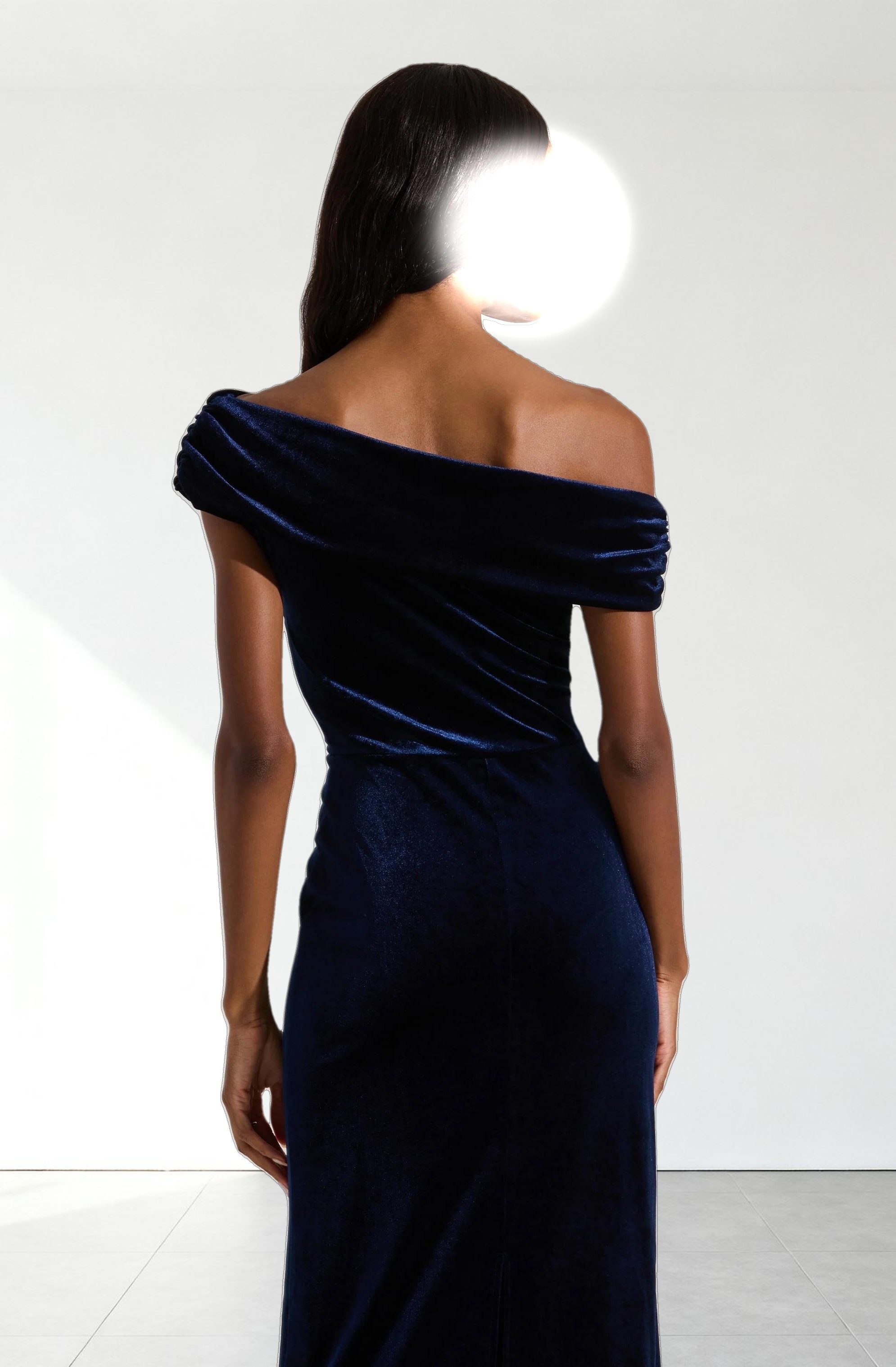 Velvet Off Shoulder Midi Dress