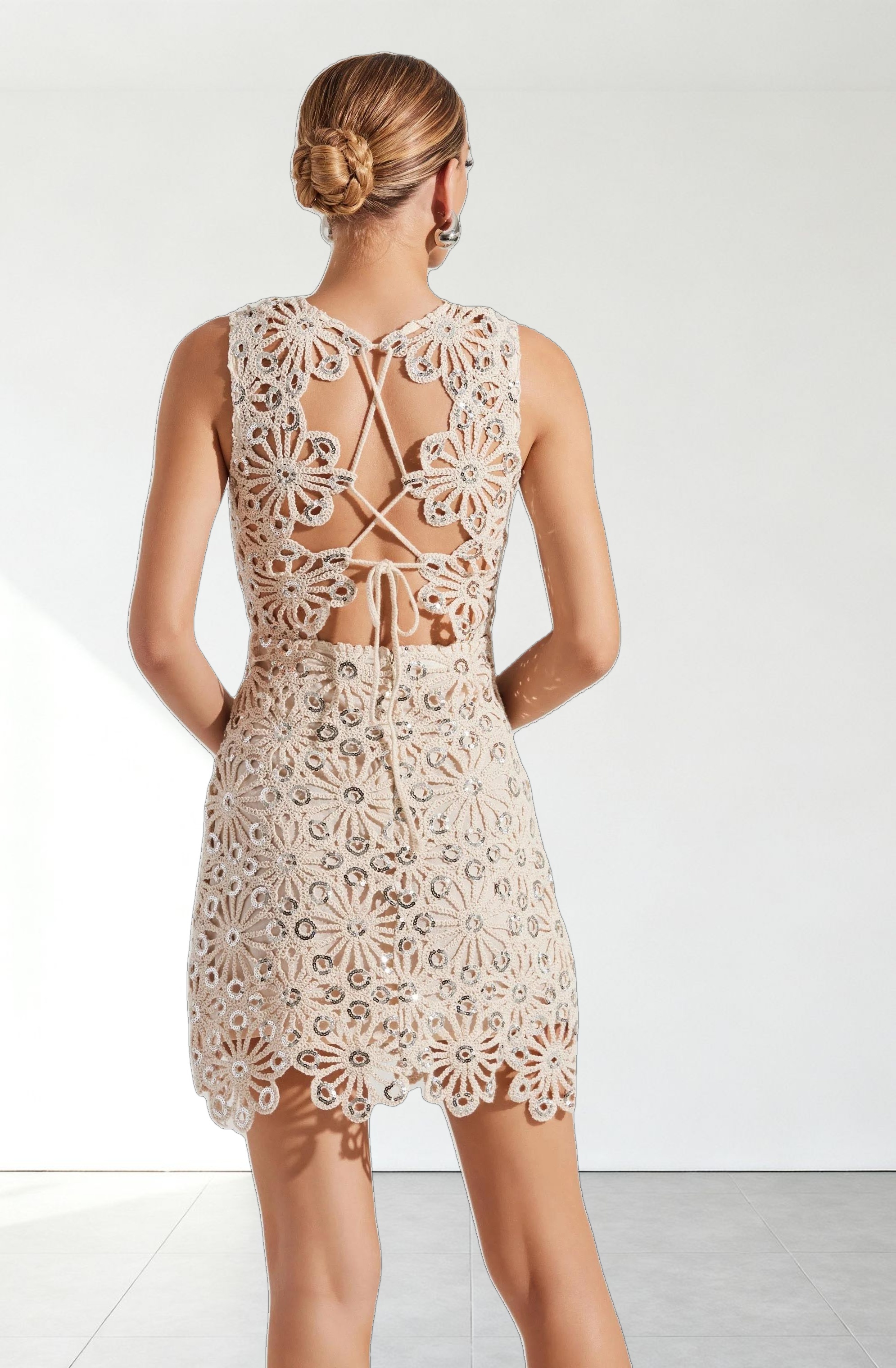 Priscila Crochet Floral Mini Dress