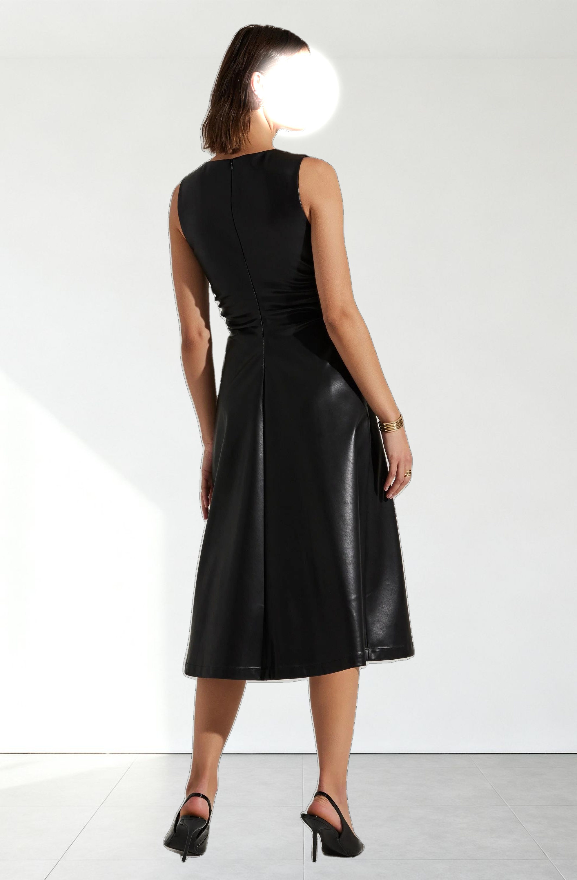 Omaira Faux Leather Midi Dress