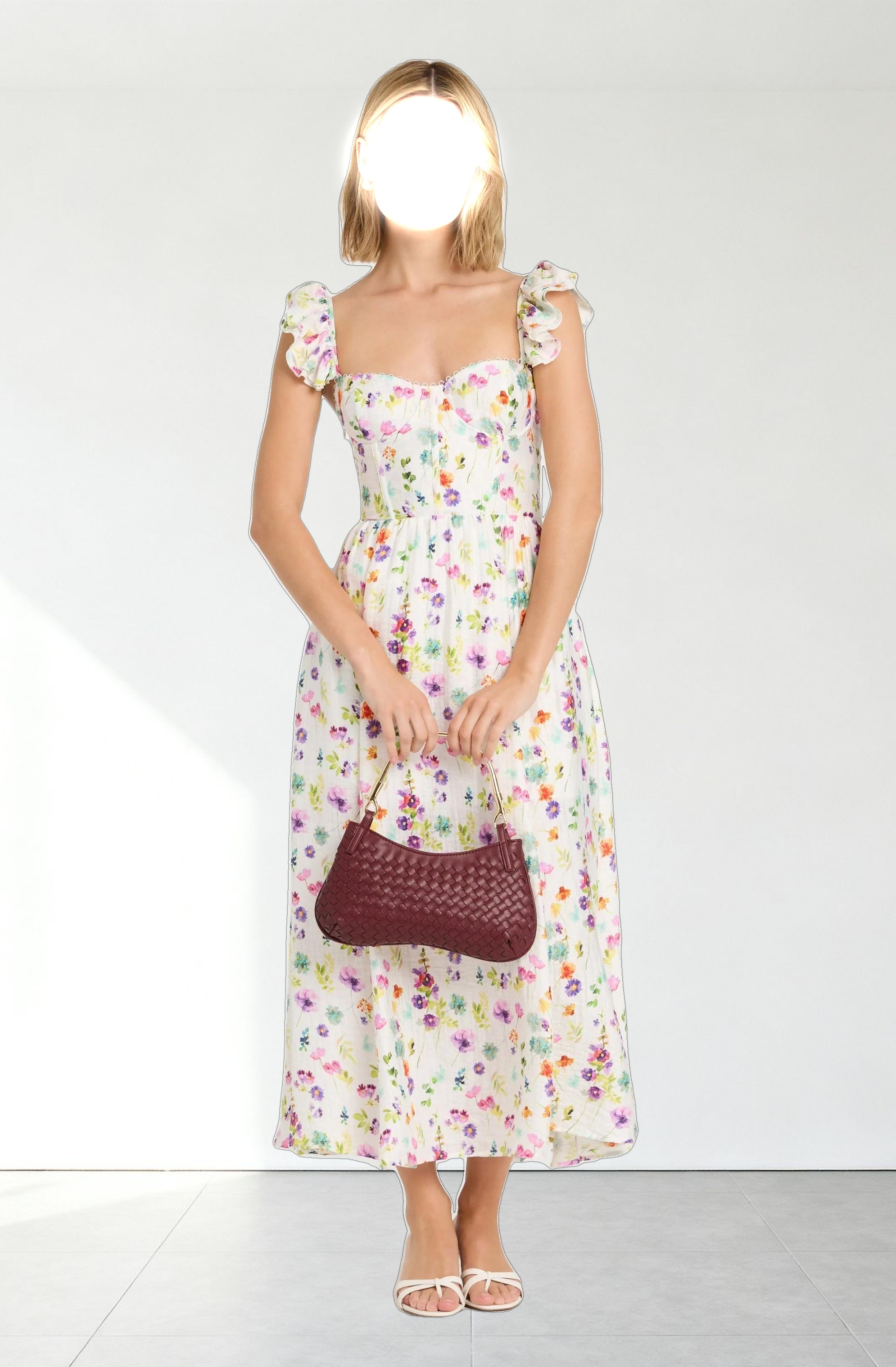 Wedelia Floral Bustier Midi Dress