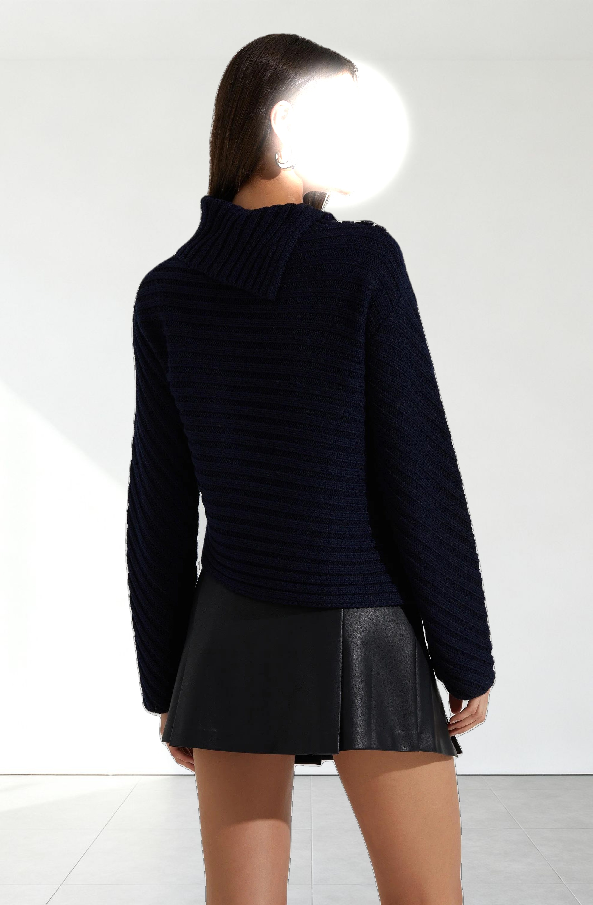 Melita Folded Collar Ribbed Sweater