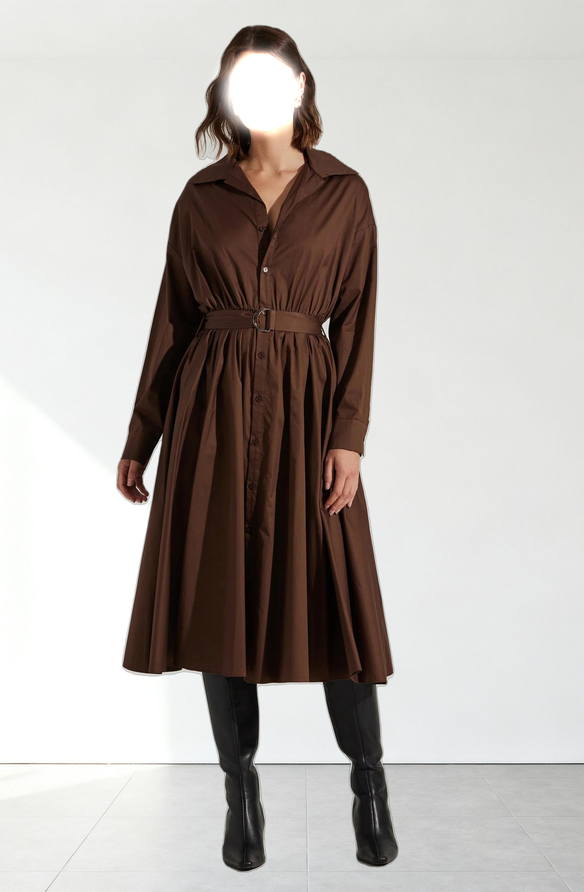 Darany Belted Midi Shirt Dress