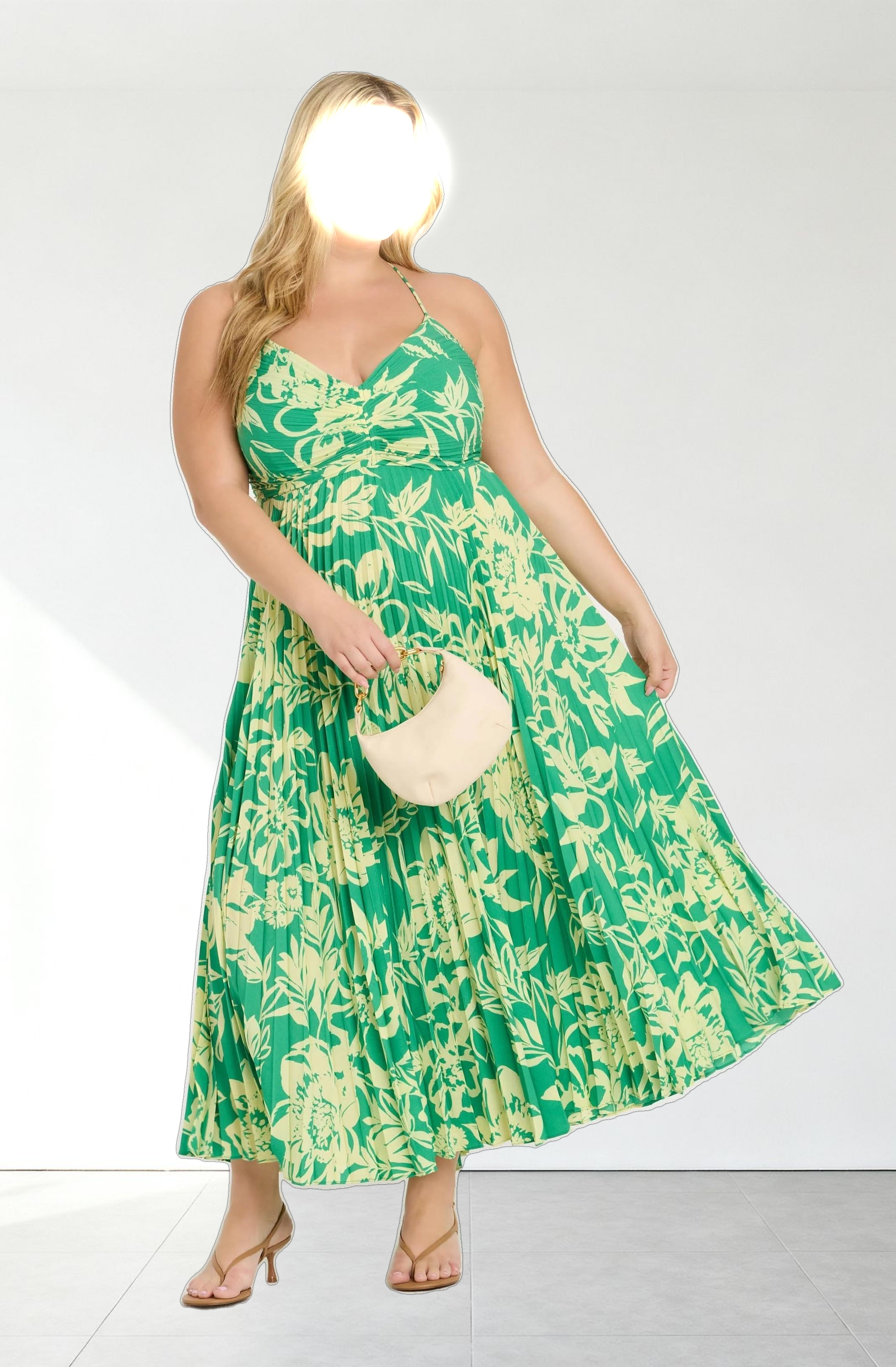 Blythe Floral Plisse Midi Dress