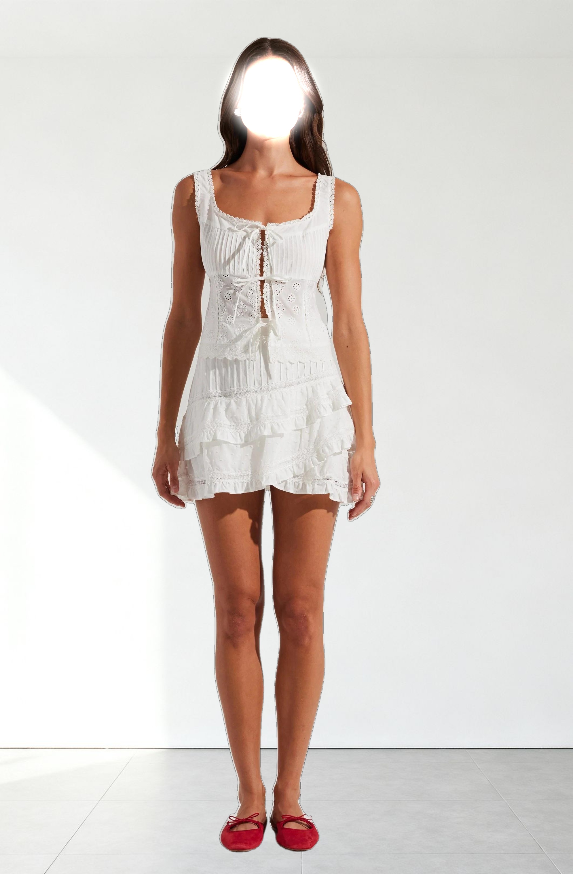 Kensley Eyelet Tiered Mini Skirt