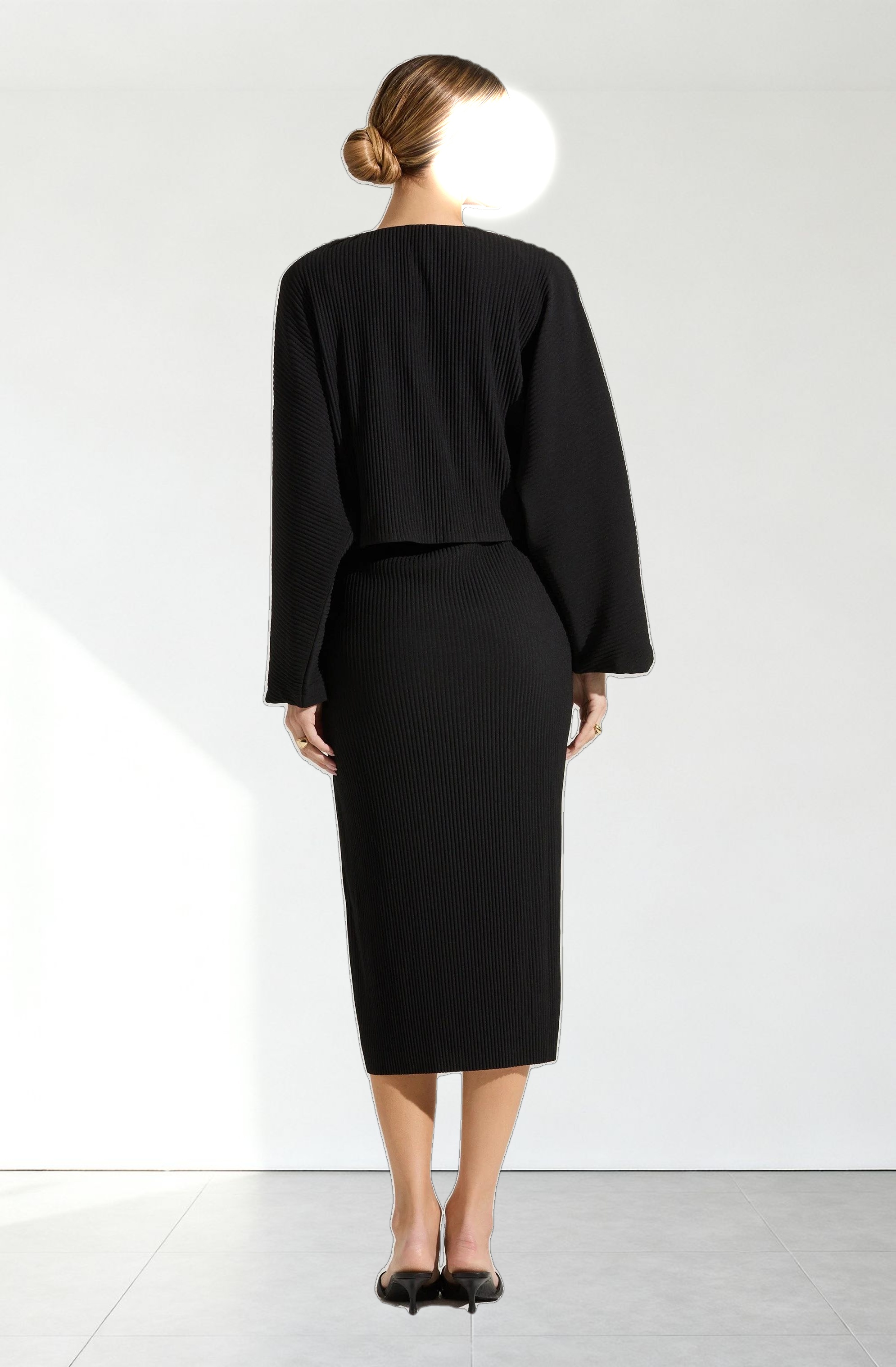 Ribbed Midi Dress & Shrug Set