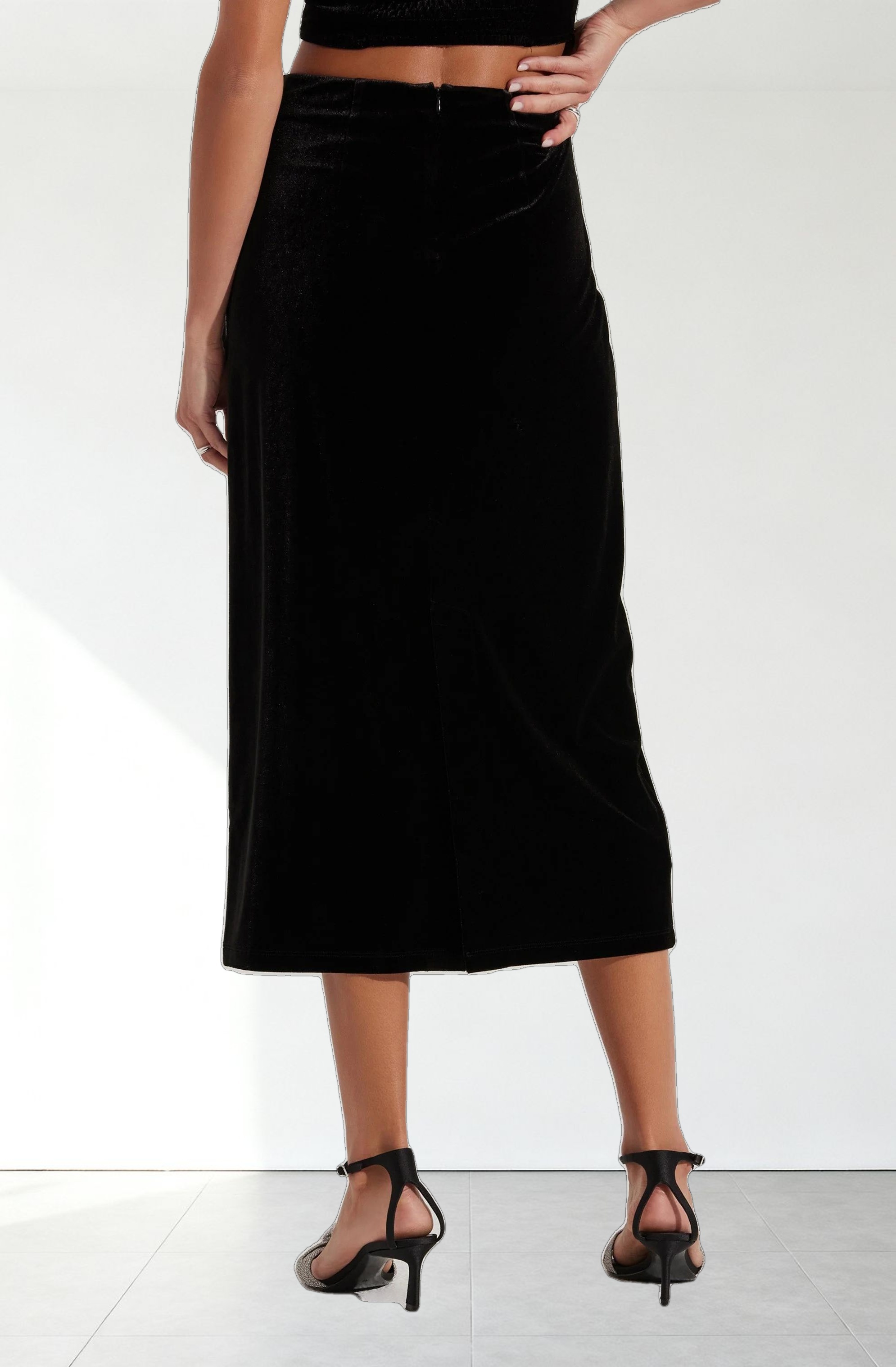 Velvet Midi A-Line Skirt
