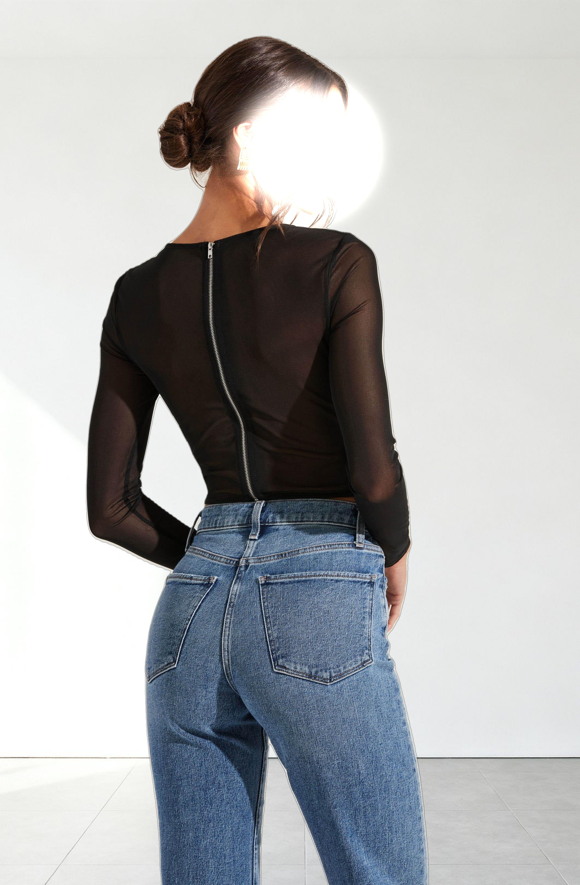 Long Sleeve Mesh Corset Top