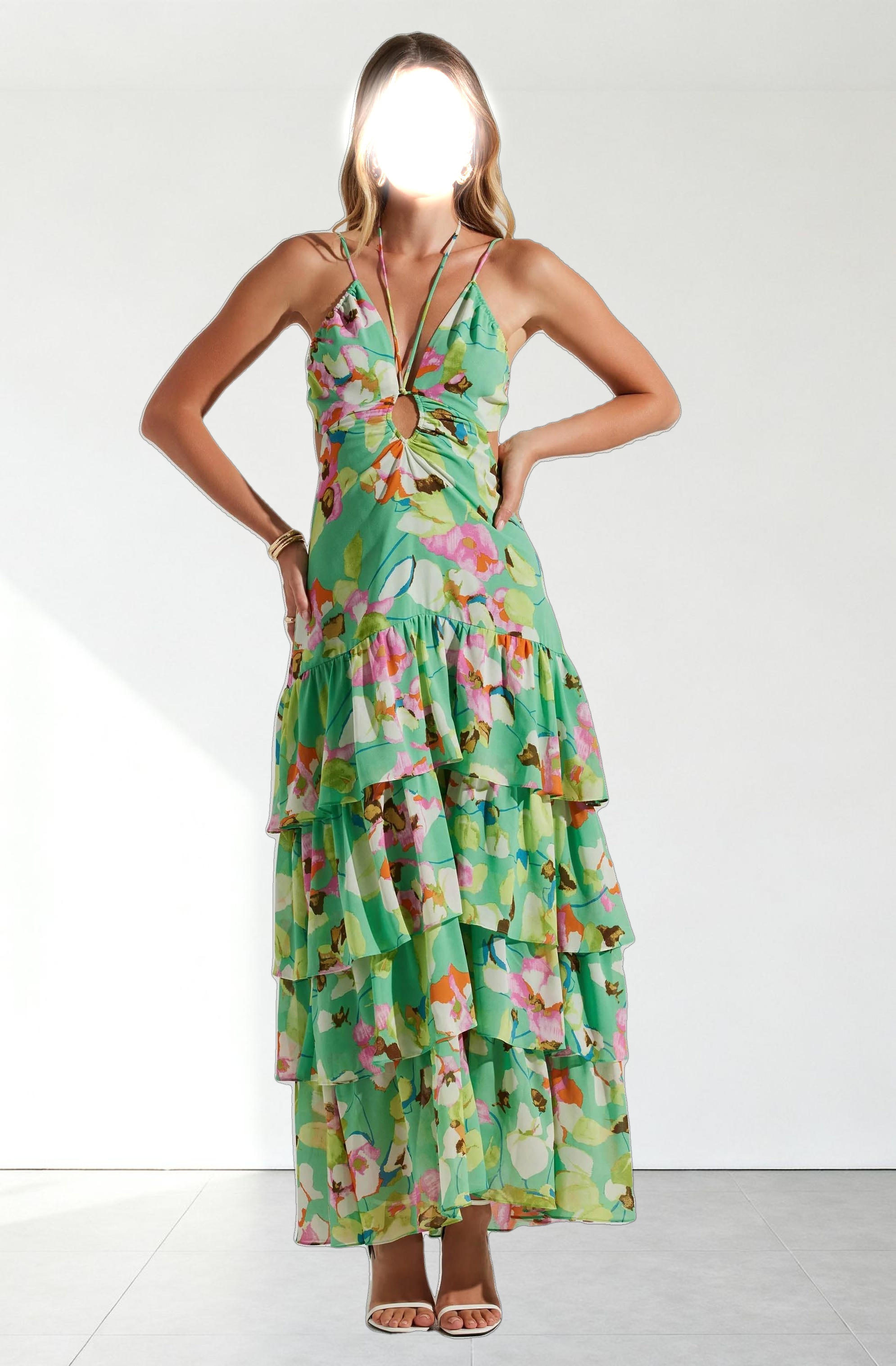 Aneira Floral Tiered Maxi Dress