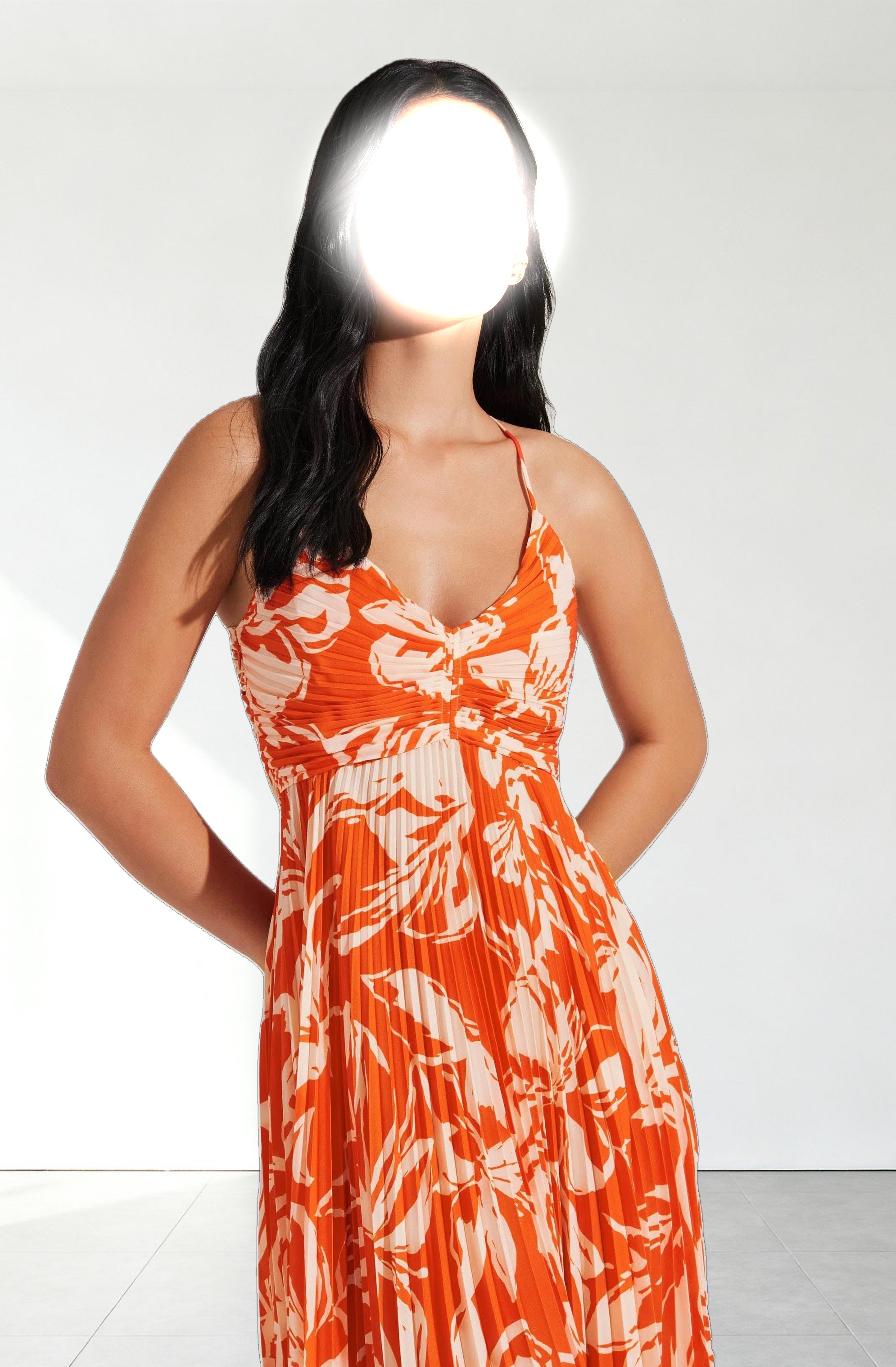 Blythe Floral Plisse Midi Dress