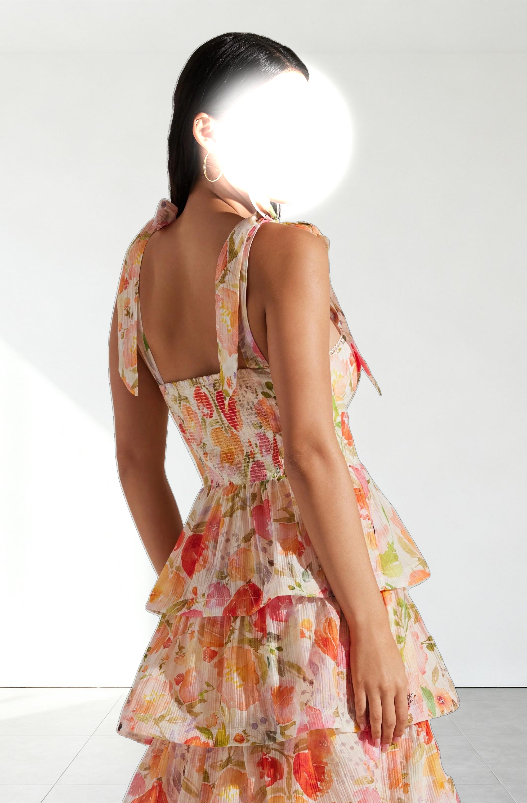 Zirconia Tie Strap Tiered Dress