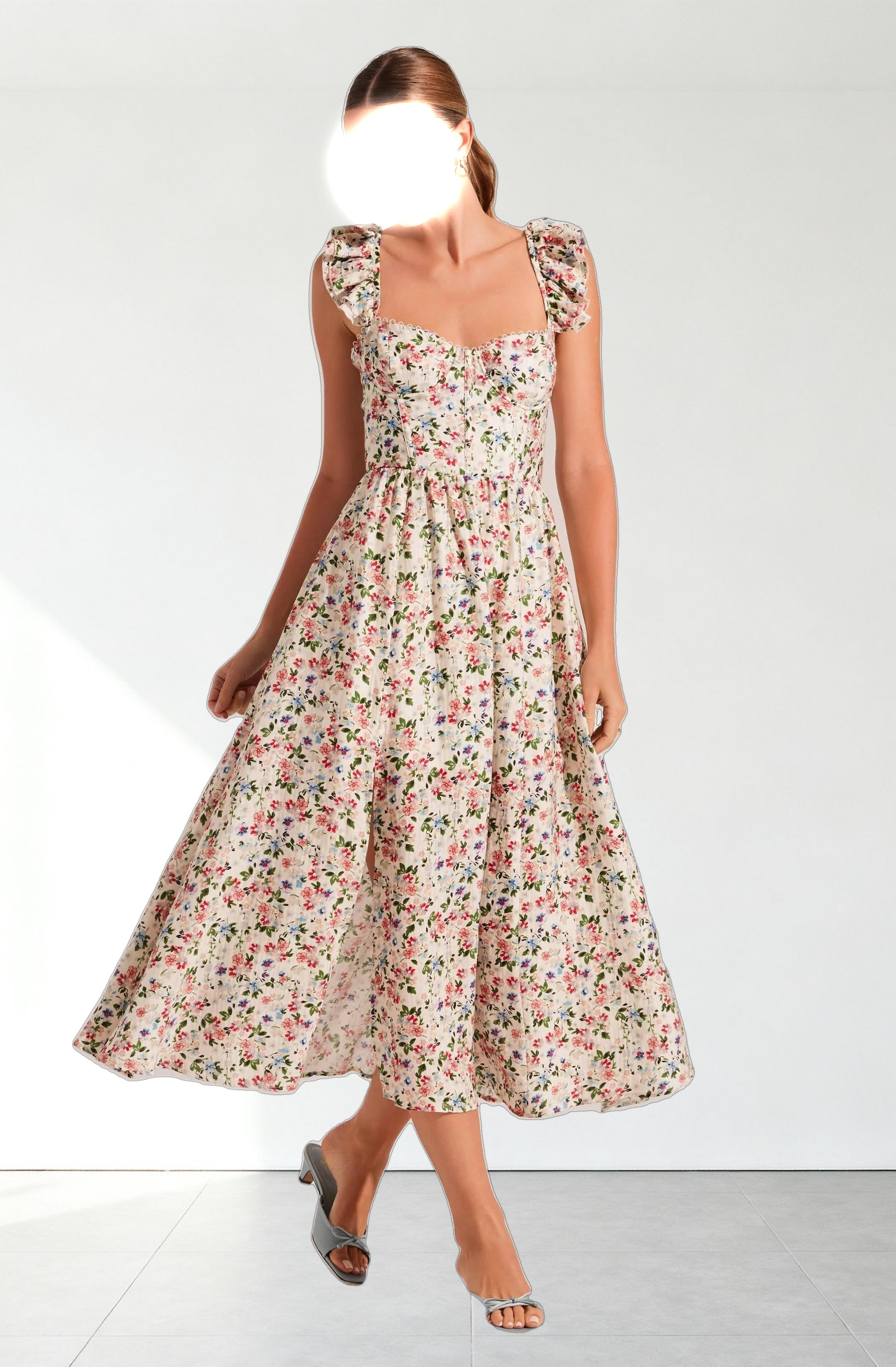 Wedelia Floral Bustier Midi Dress