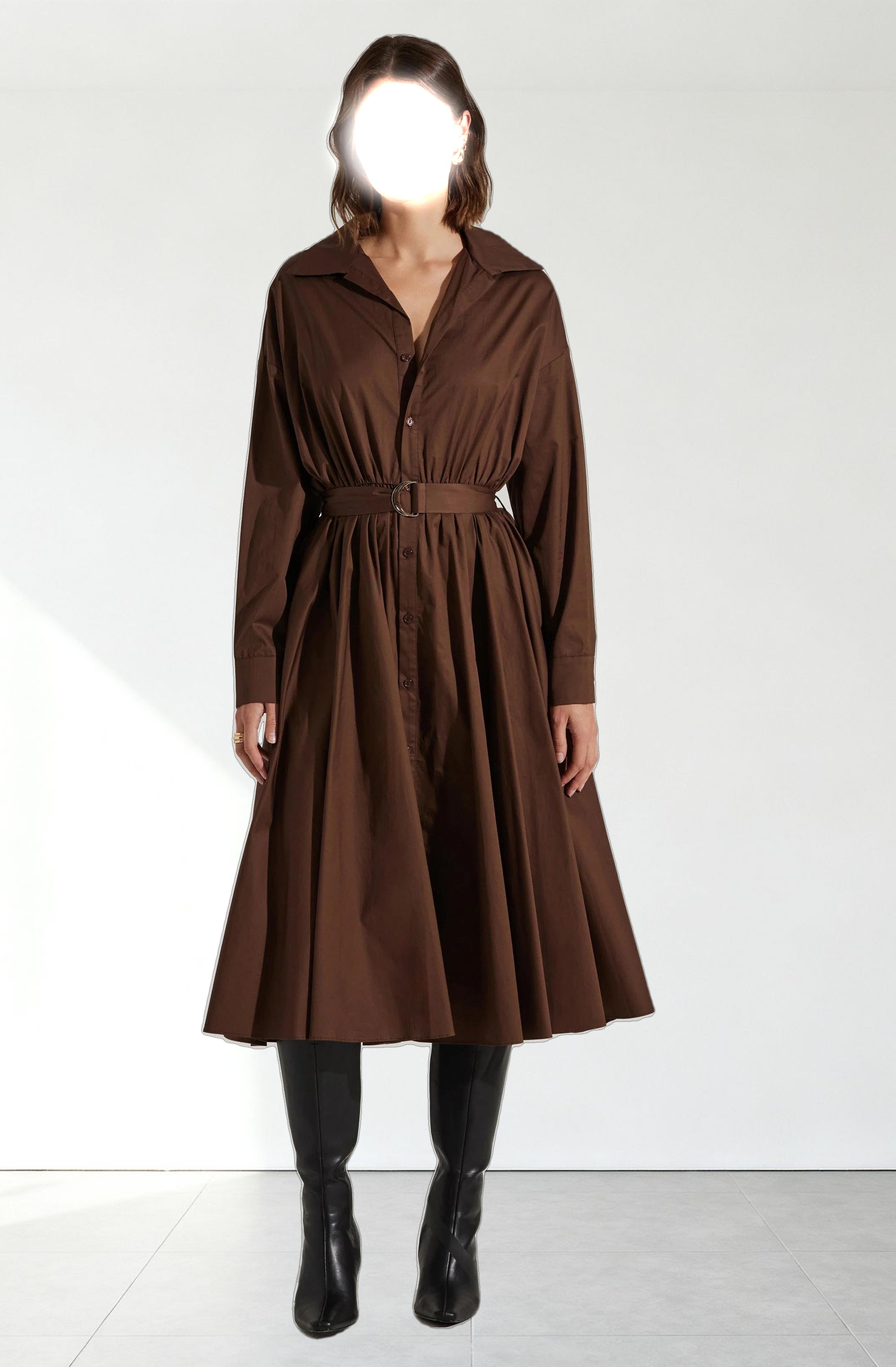 Darany Belted Midi Shirt Dress