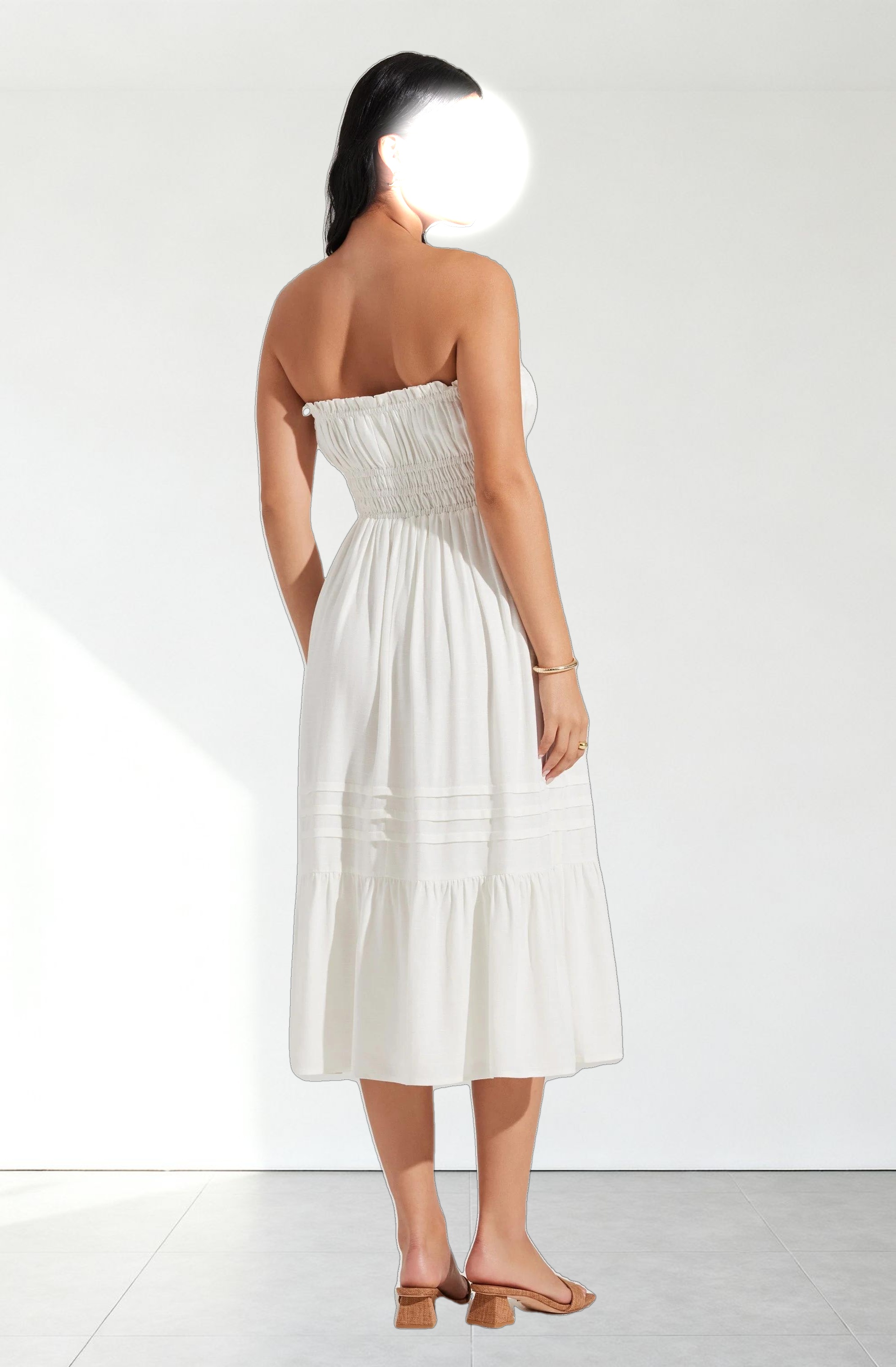 Aubrie Strapless Smocked Midi Dress