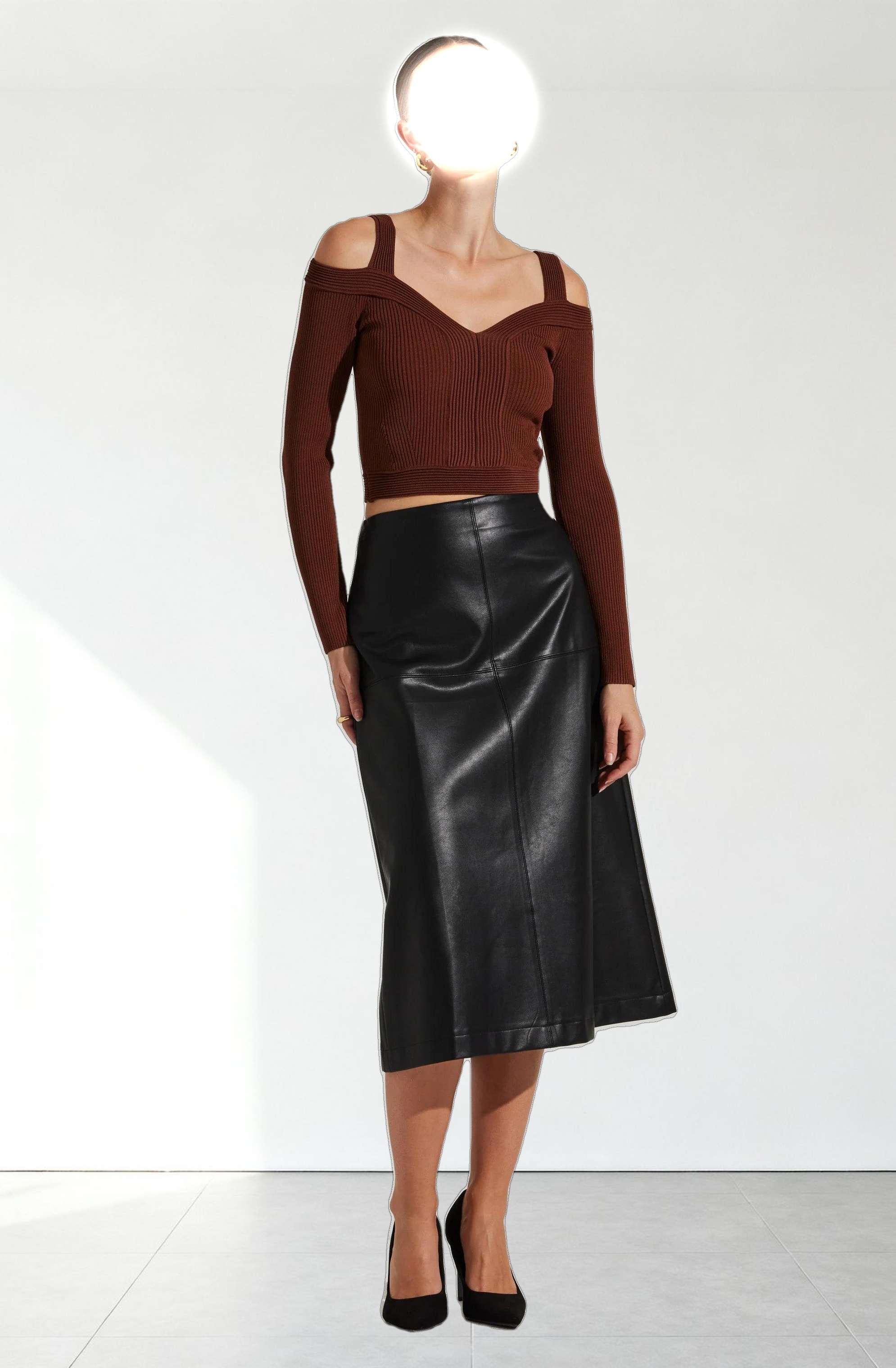 Pacey Ribbed Cold Shoulder Sweater