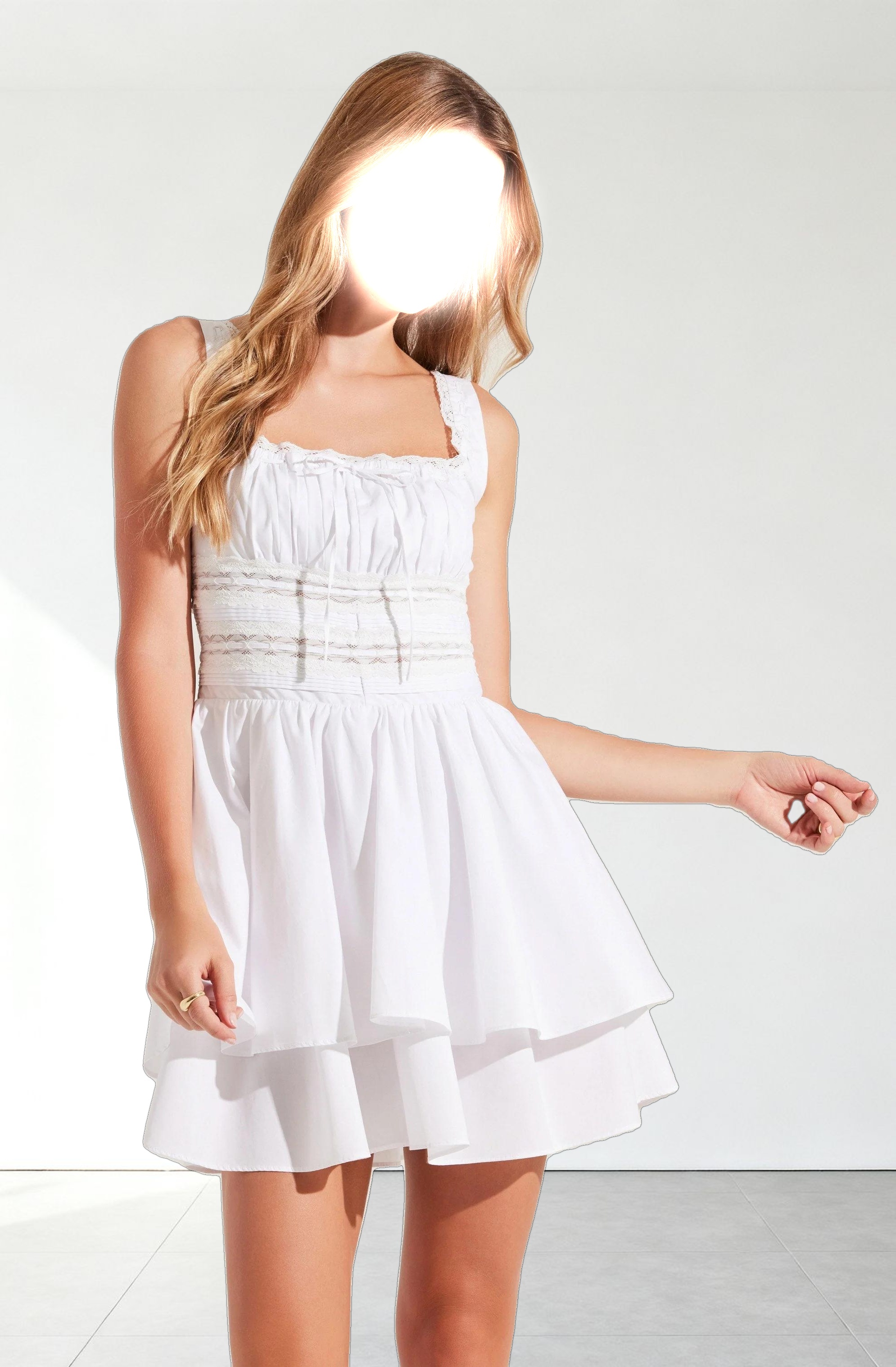 Melaine Lace Trim Mini Dress