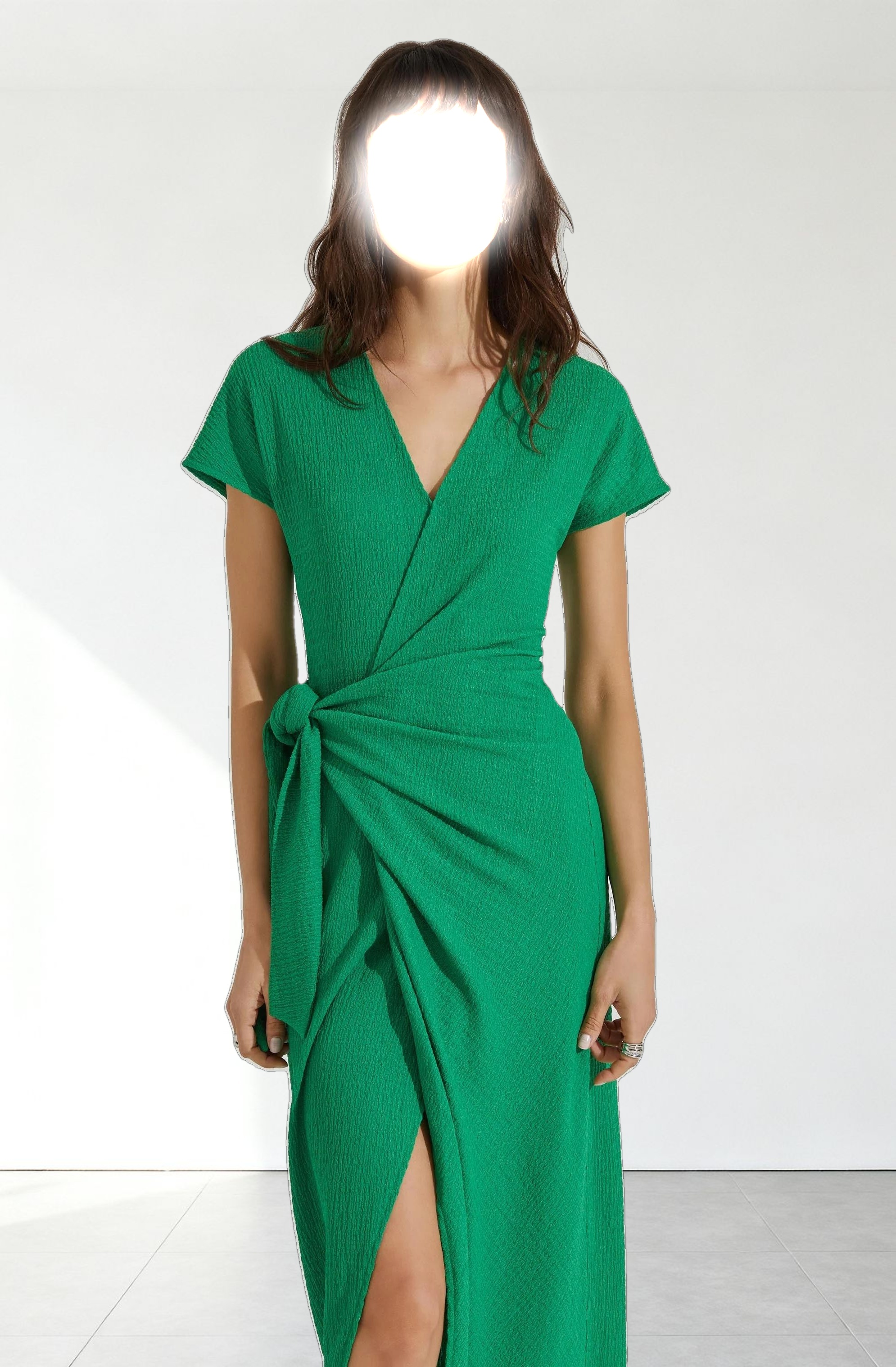 Knit Wrap Midi Dress