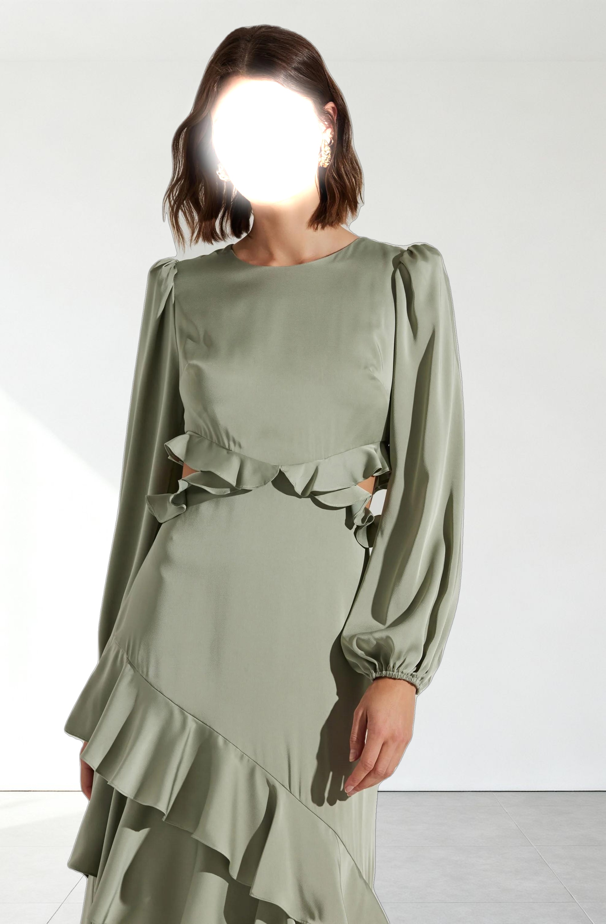 Biella Ruffle Detail Maxi Dress