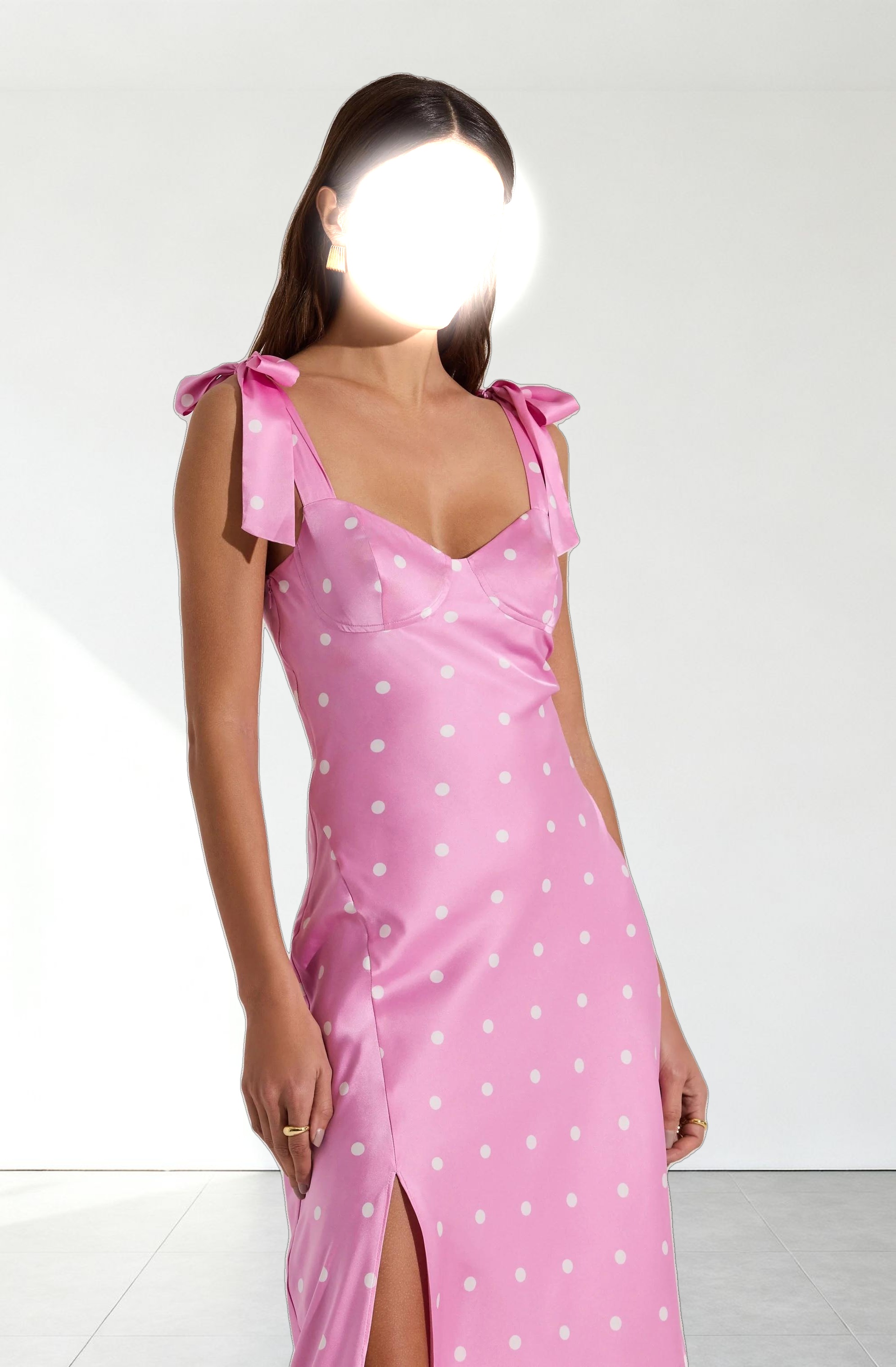 Sweetheart Bow Strap Midi Dress