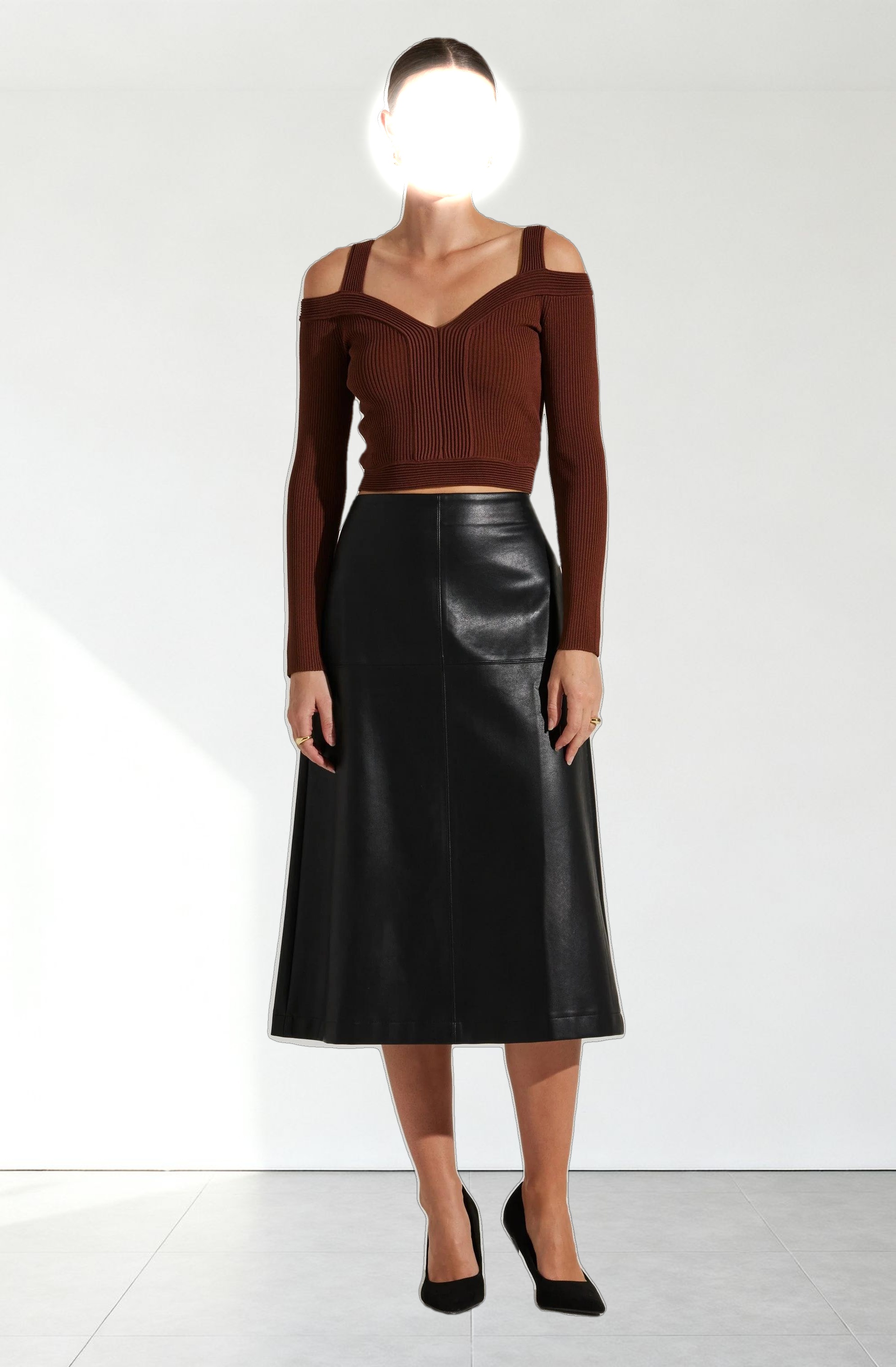 Pacey Ribbed Cold Shoulder Sweater