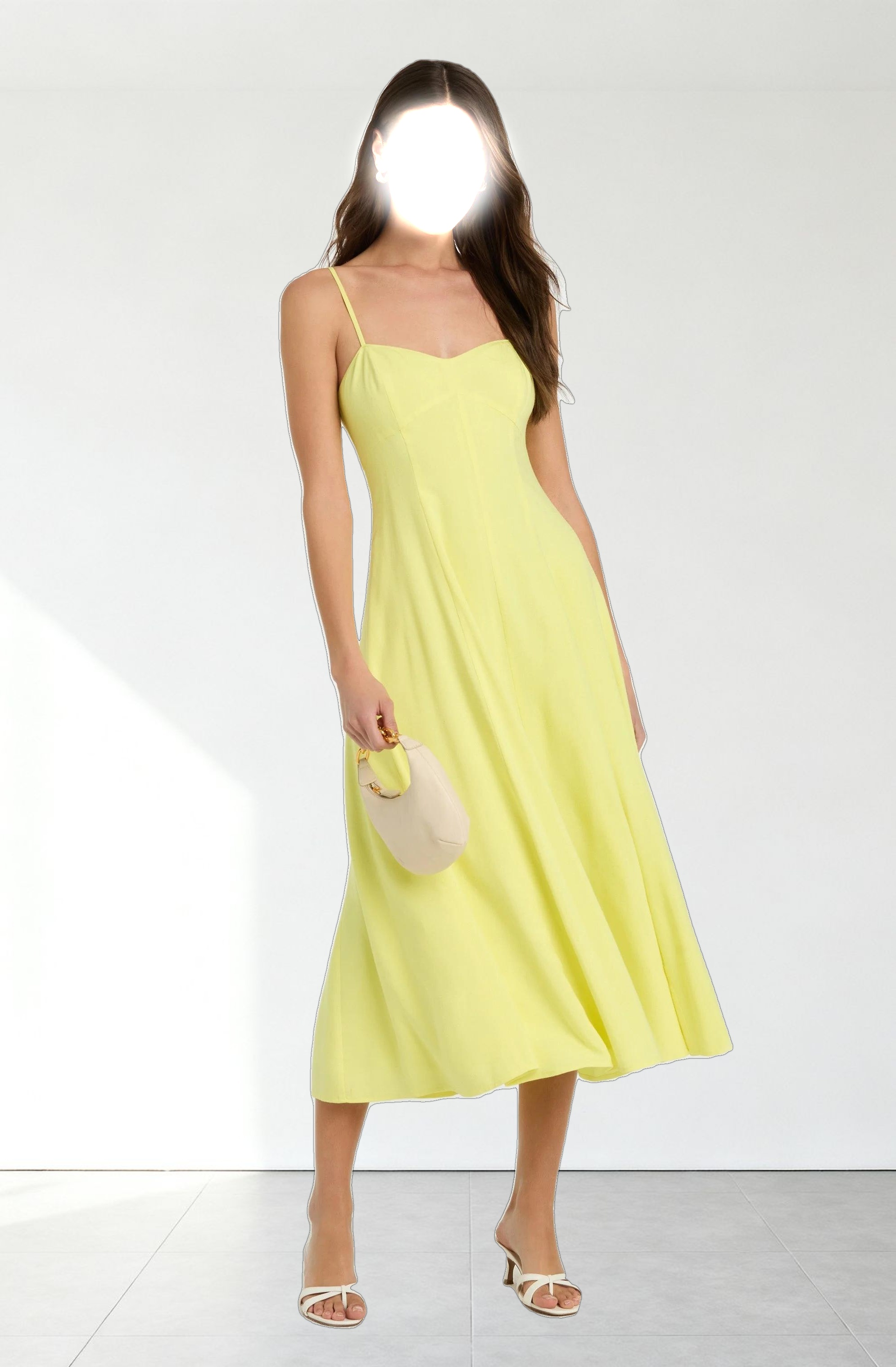 Linen-Blend A-Line Midi Dress