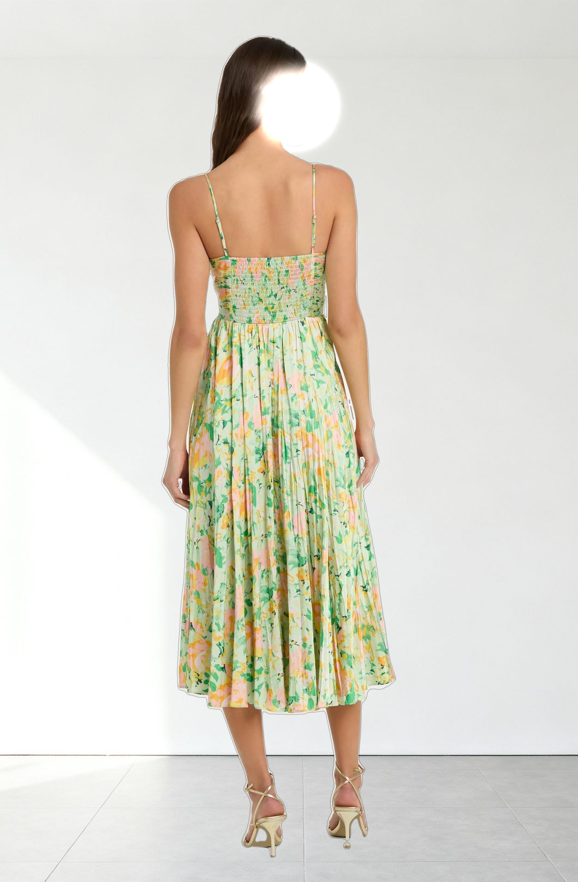 Maeve Printed Pleated Midi Dress