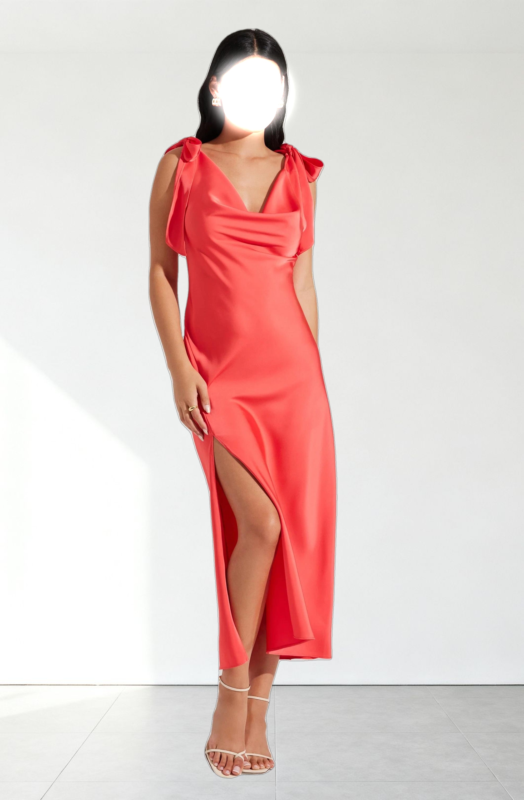 Allexina Satin Midi Dress