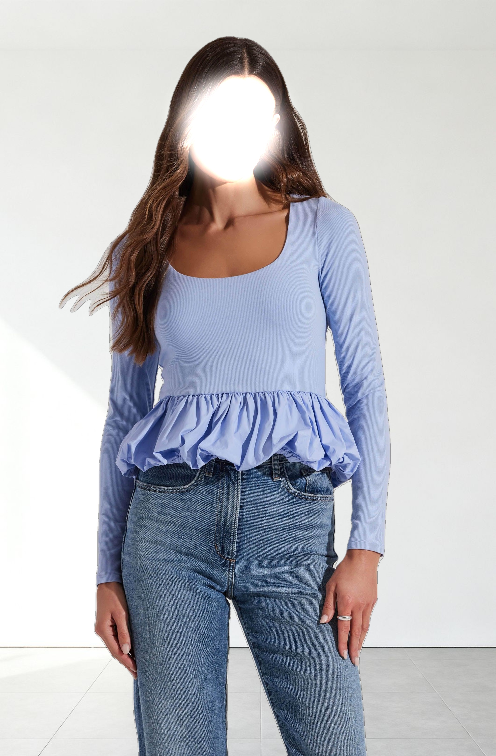 Bubble Hem Peplum Top