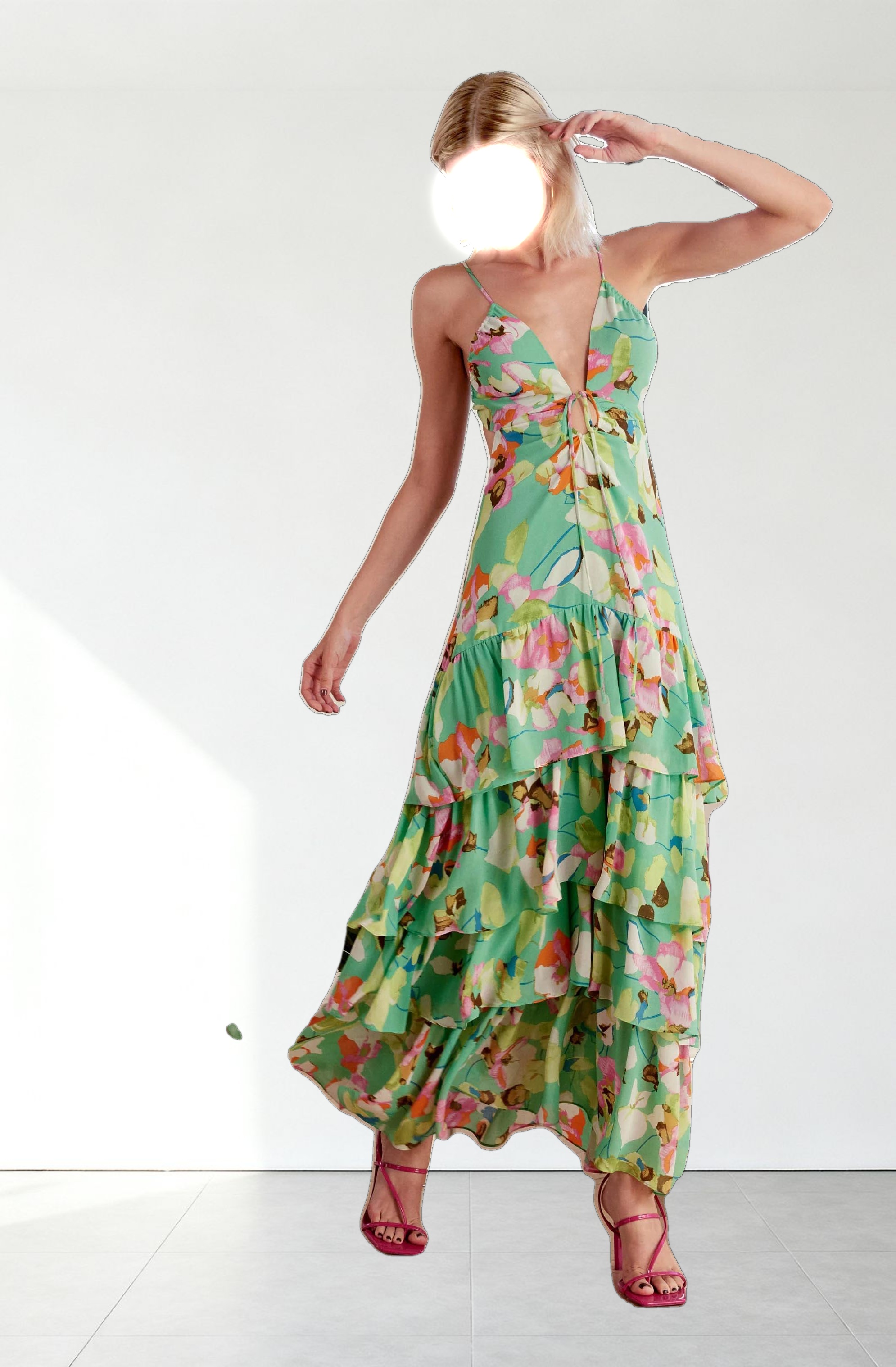 Aneira Floral Tiered Maxi Dress