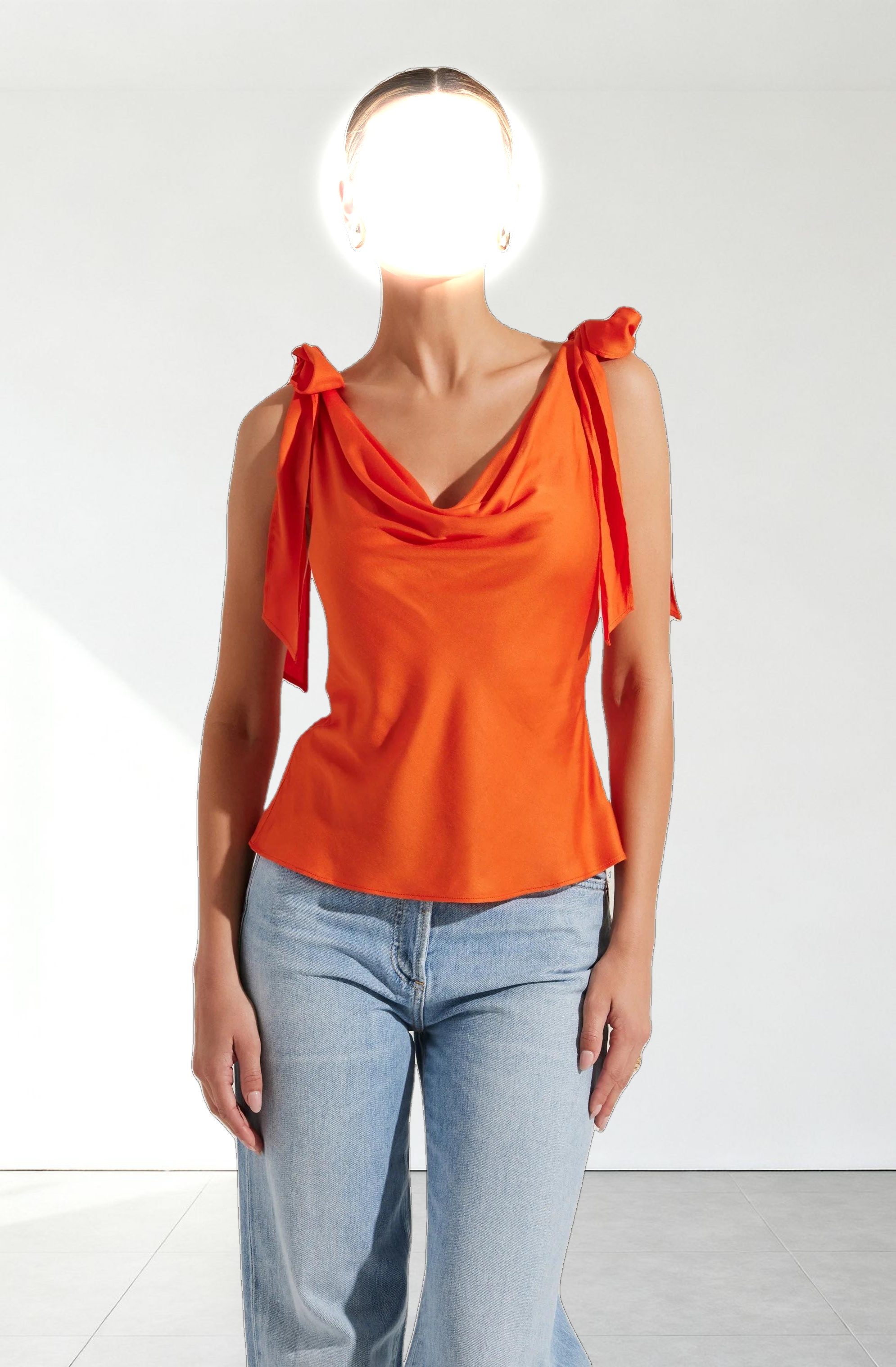 Allexina Satin Cowl Neck Top