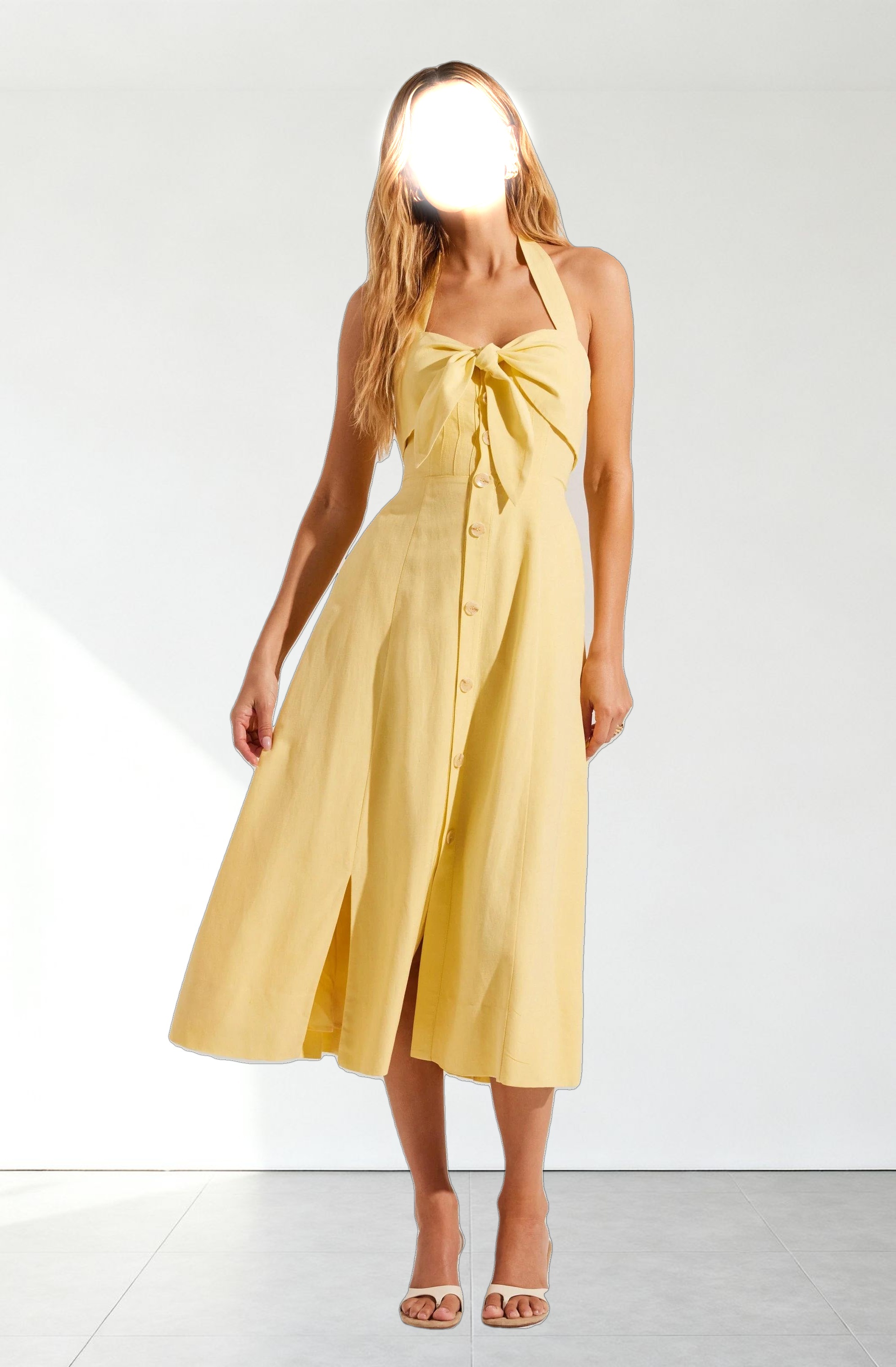 Katherine Linen-Blend Halter Dress