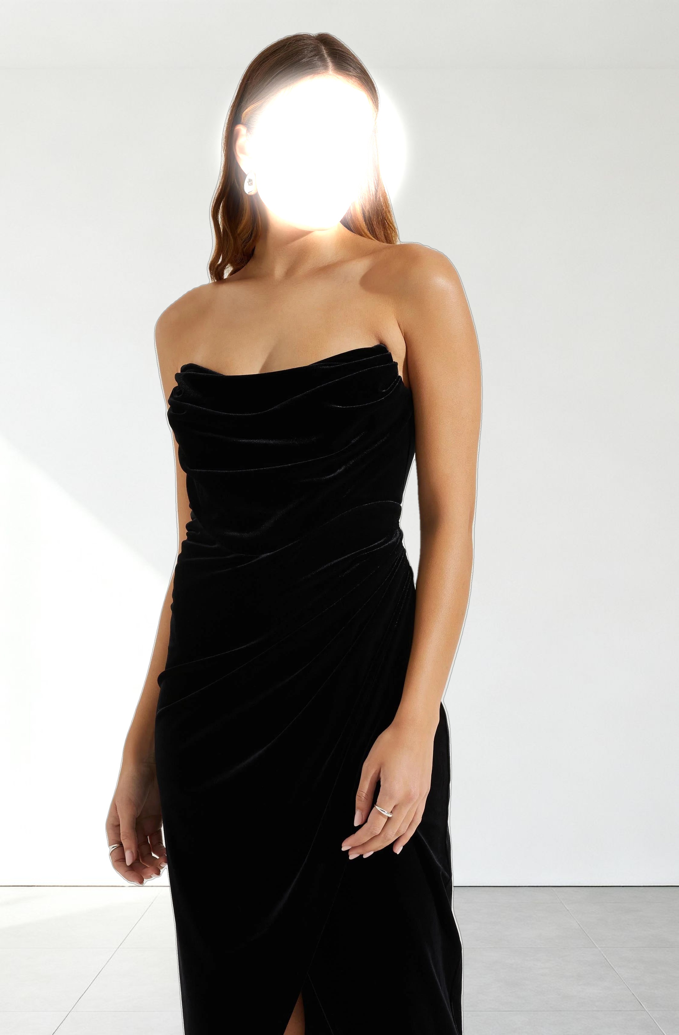 Meghan Velvet Draped Midi Dress