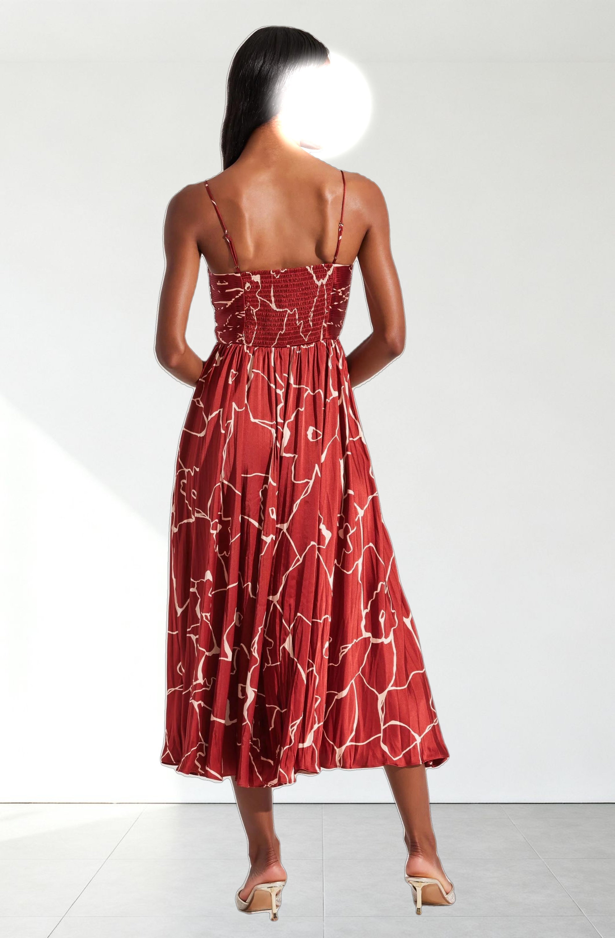 Maeve Printed Pleated Midi Dress