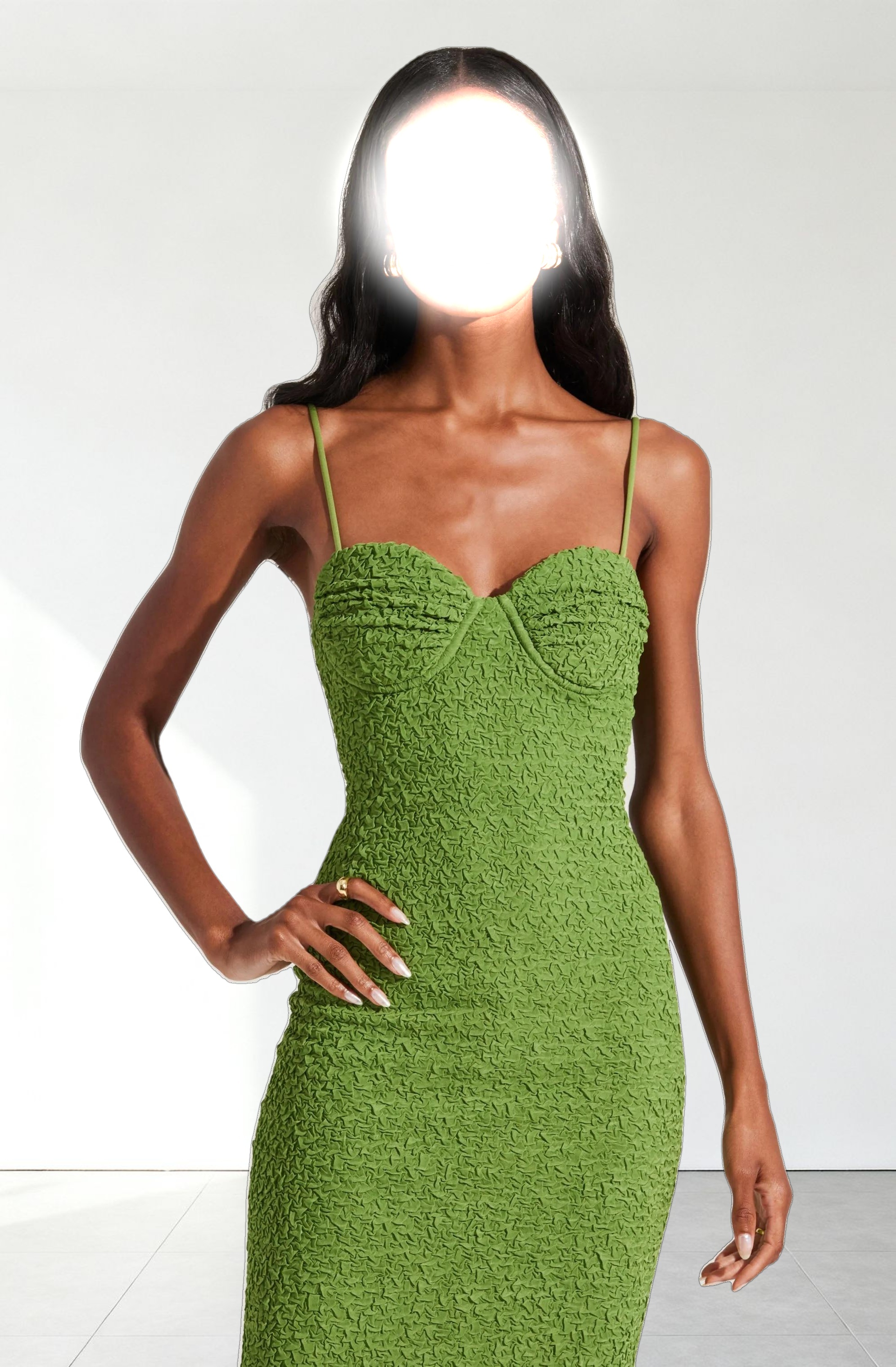 Textured Bustier Midi Dress