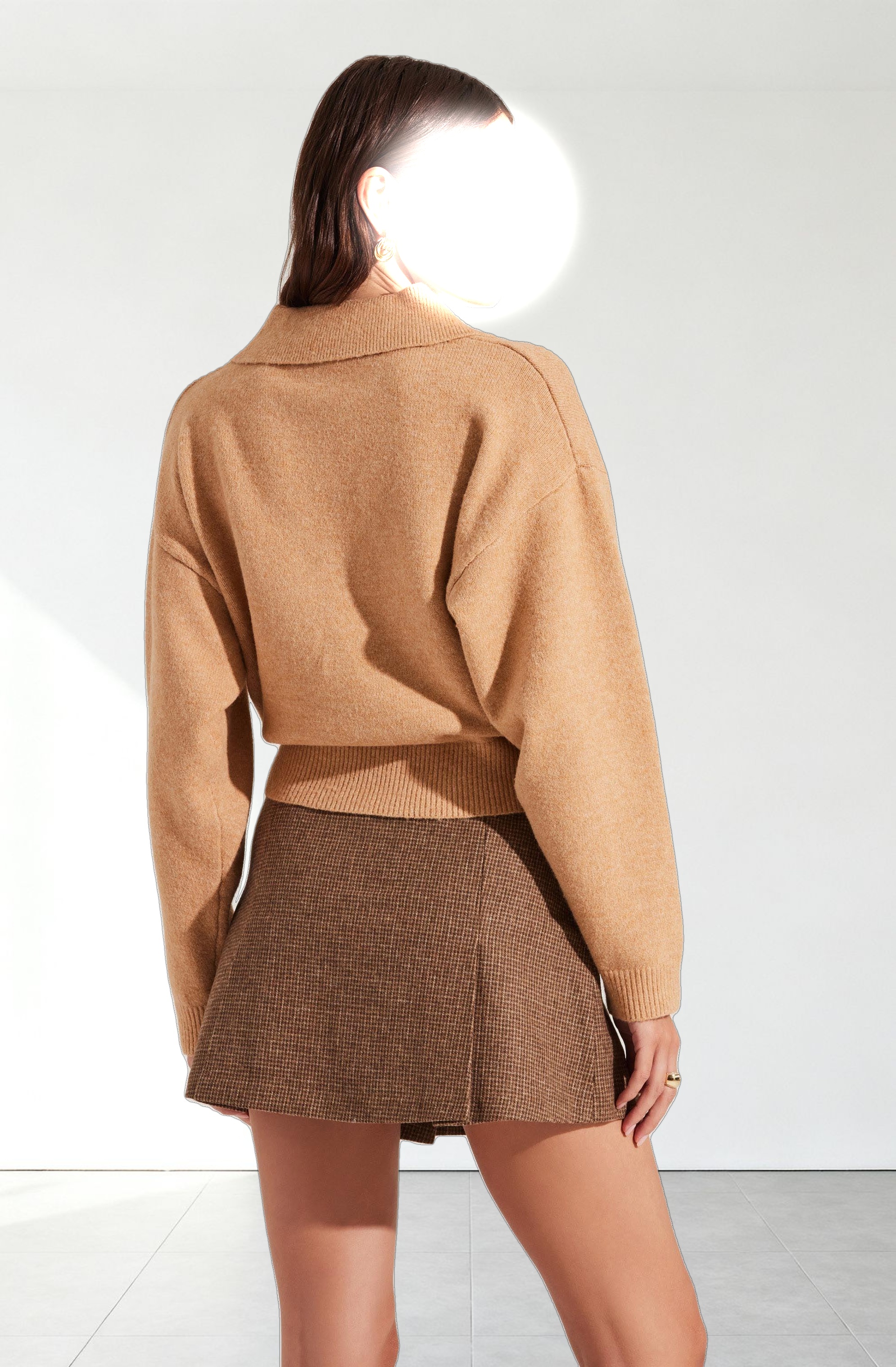 Pleated Wool Blend Skort